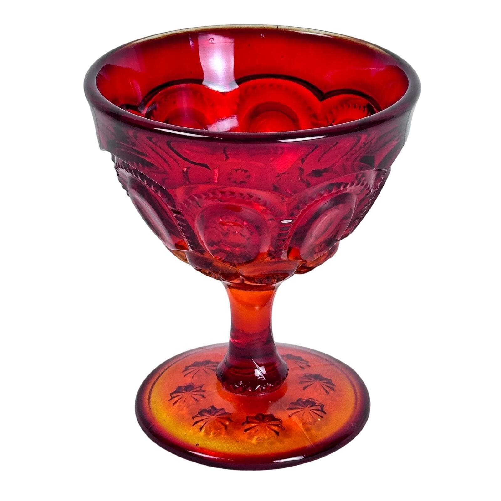 LE Smith Glass Heritage Moon & Stars Amberina Dessert Sherbert Dish VG Vintage - Thumbnail 4