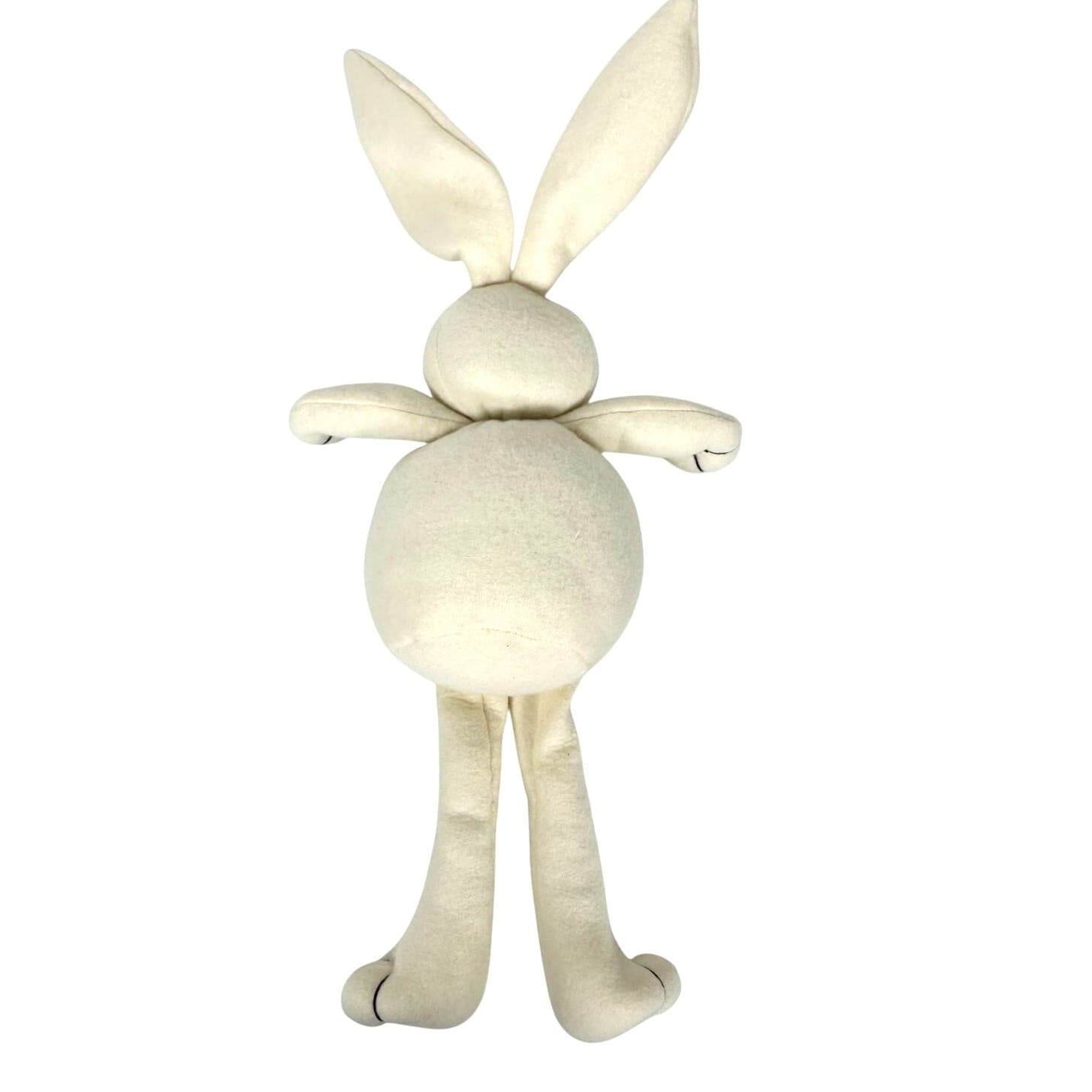 Sitting White Bunny Rabbit w/Bunny & Carrot Embroidery on Front-Weighted Bottom - Thumbnail 4
