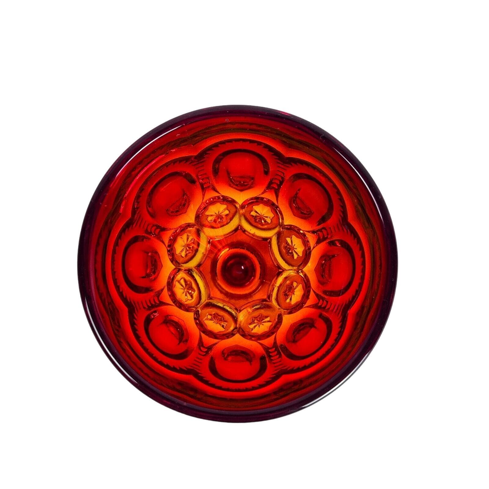 LE Smith Glass Heritage Moon & Stars Amberina Dessert Sherbert Dish VG Vintage - Thumbnail 5