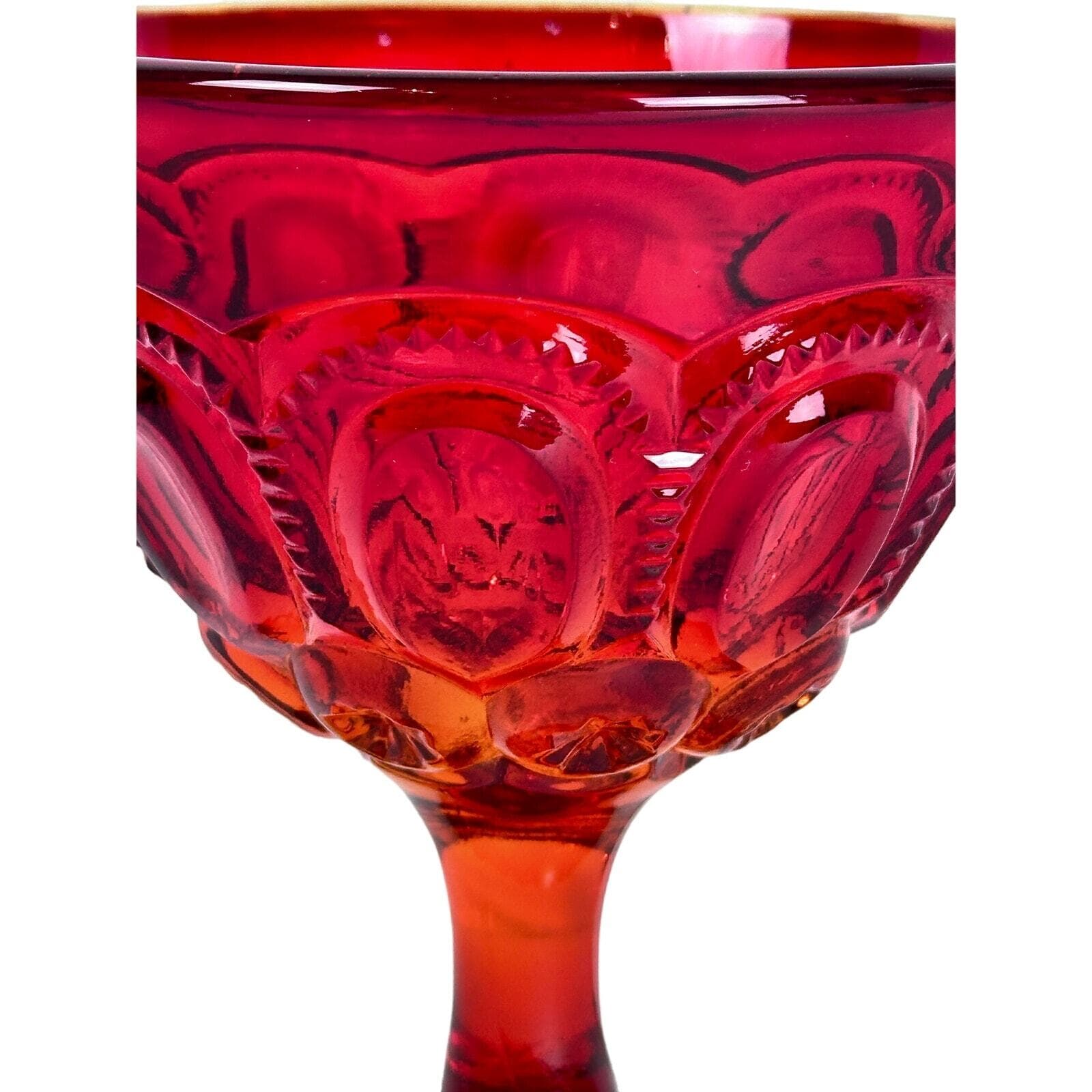 LE Smith Glass Heritage Moon & Stars Amberina Dessert Sherbert Dish VG Vintage - Thumbnail 2