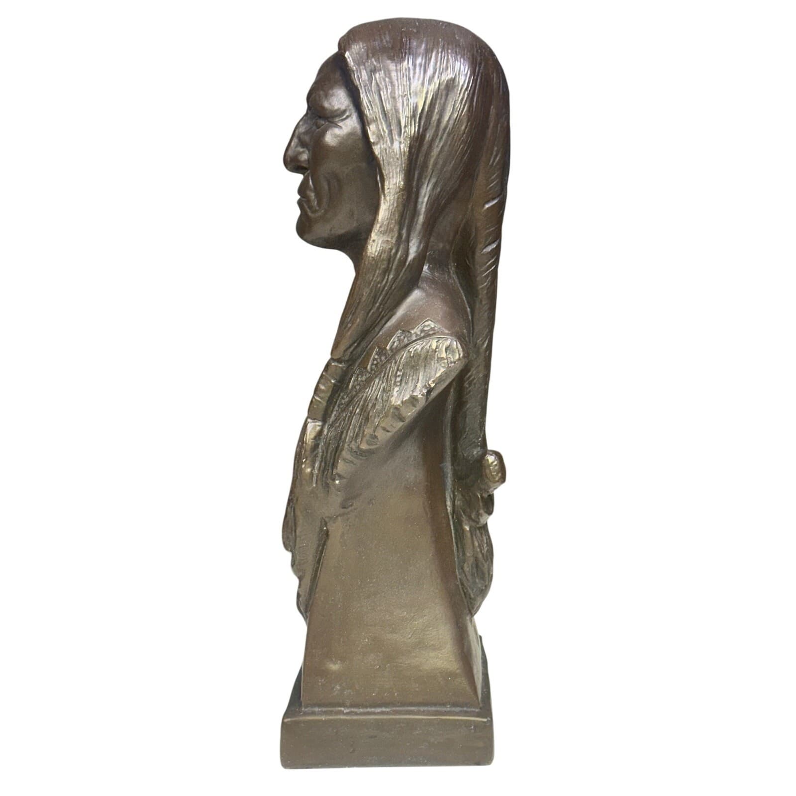Native American Chief Large 17.5" Bust Sculpture Statue Late 20th Century - Thumbnail 4