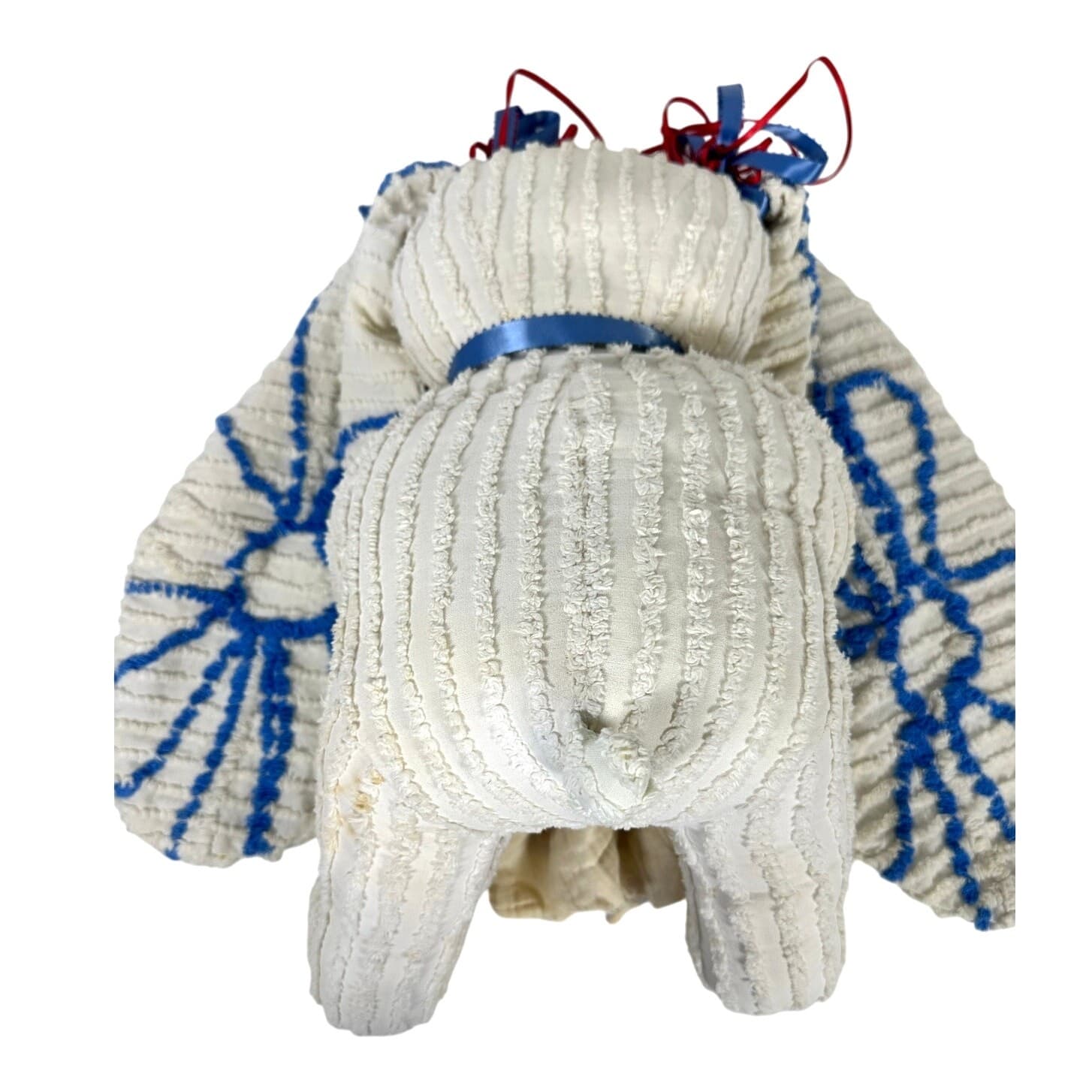 Chenille Handmade Large Eared Vintage Bunny Rabbit w/Quilted Blanket-READ - Thumbnail 2