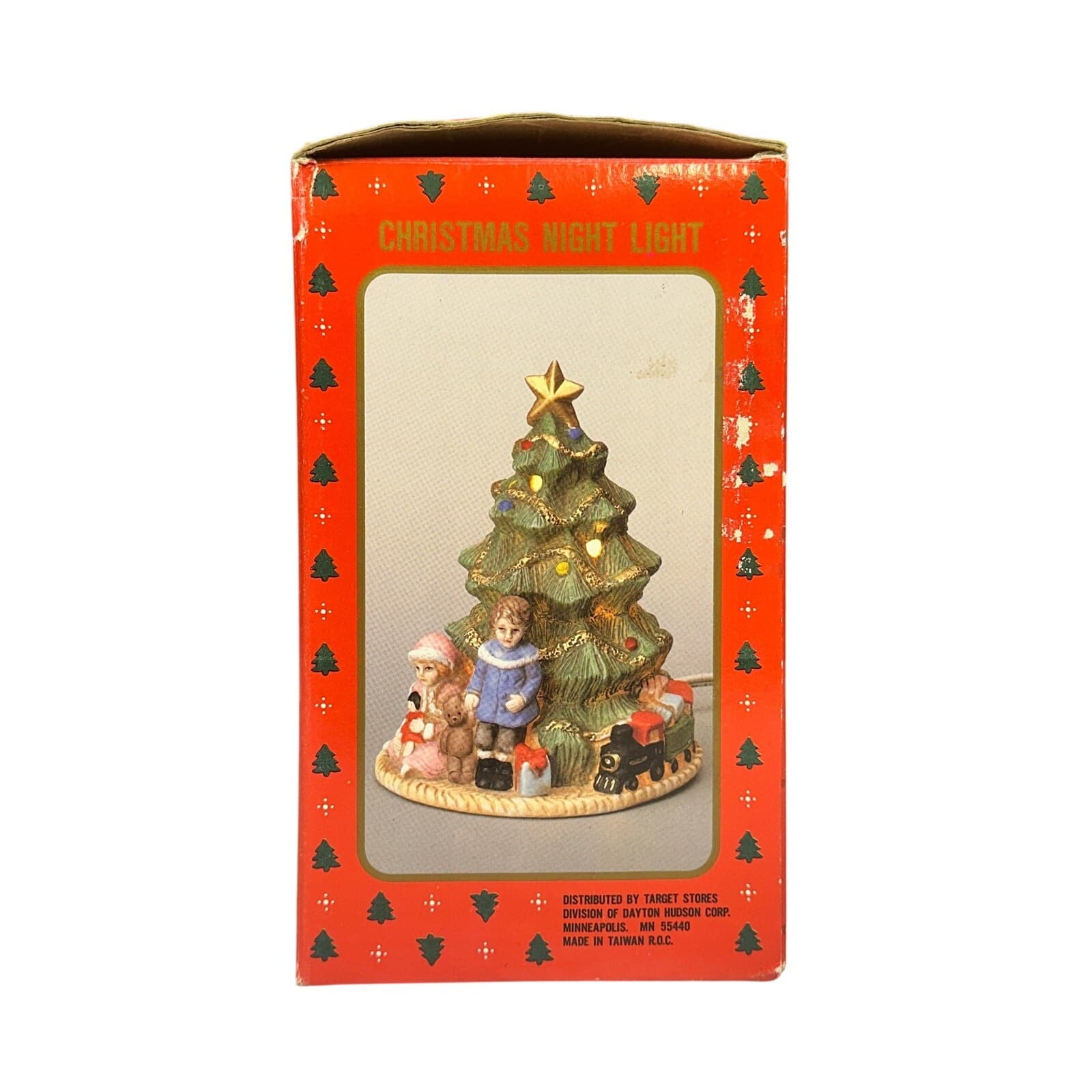 Vintage Porcelain Christmas Tree Boy Girl Teddy Bear Presents 7" Night Light - Thumbnail 13
