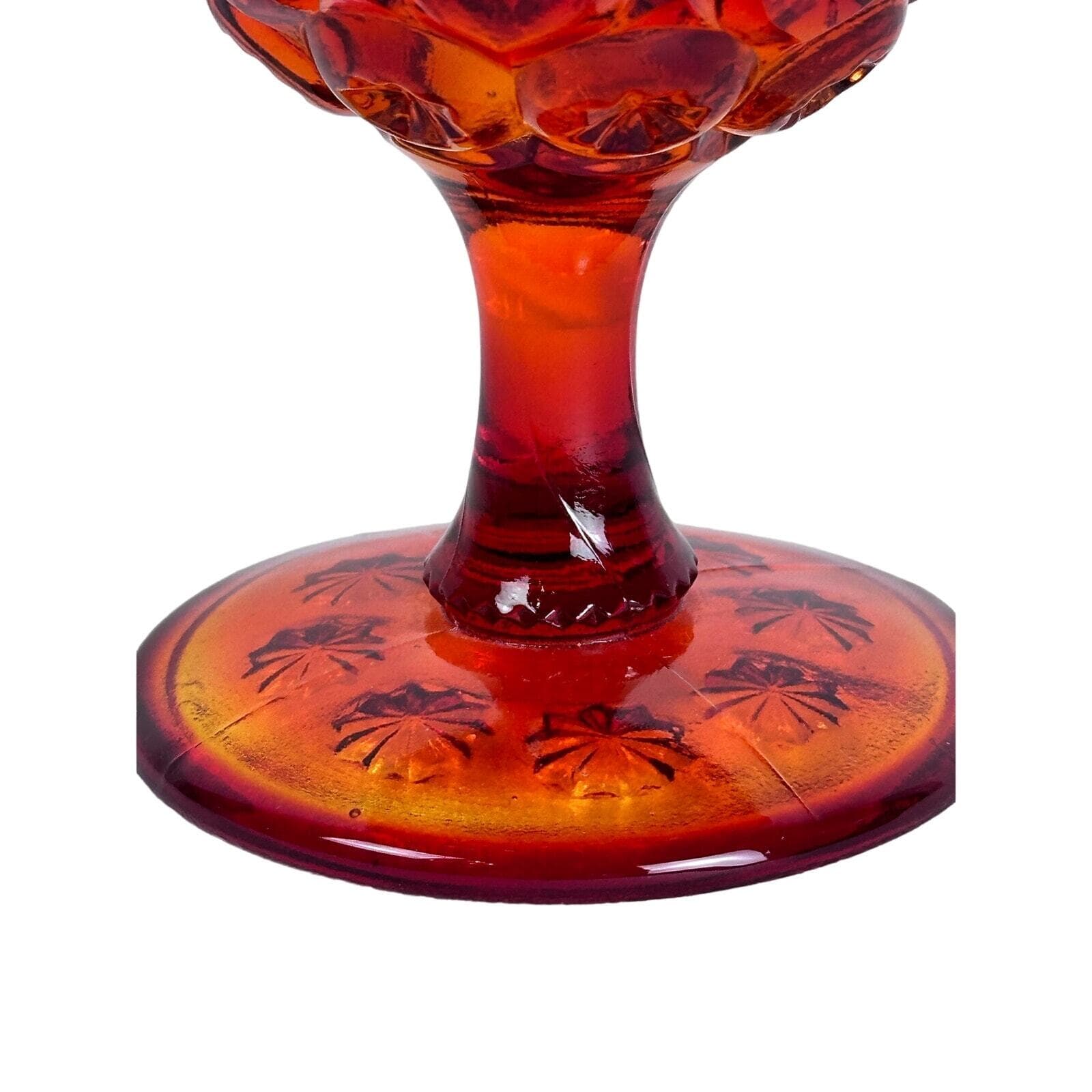 LE Smith Glass Heritage Moon & Stars Amberina Dessert Sherbert Dish VG Vintage - Thumbnail 3