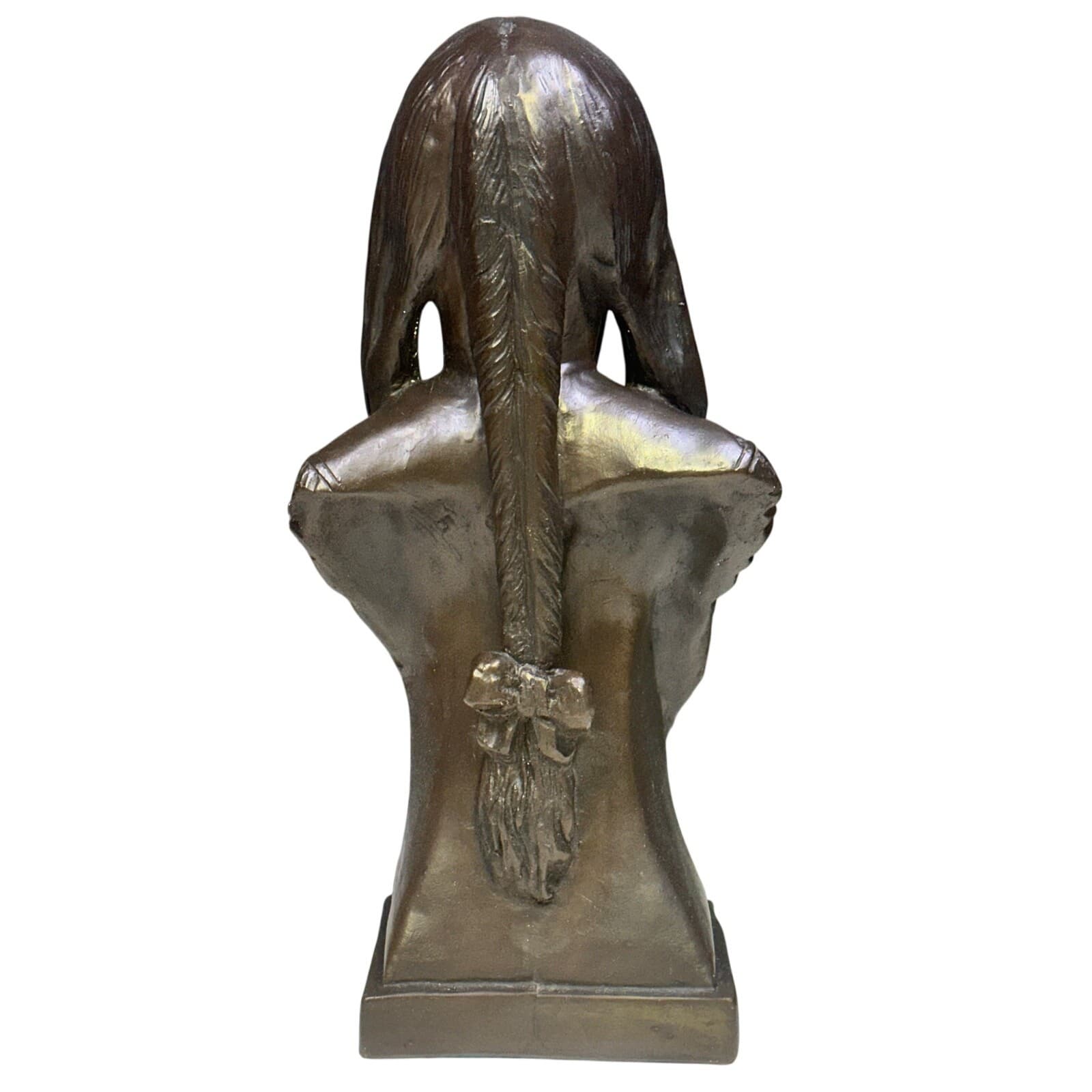 Native American Chief Large 17.5" Bust Sculpture Statue Late 20th Century - Thumbnail 2