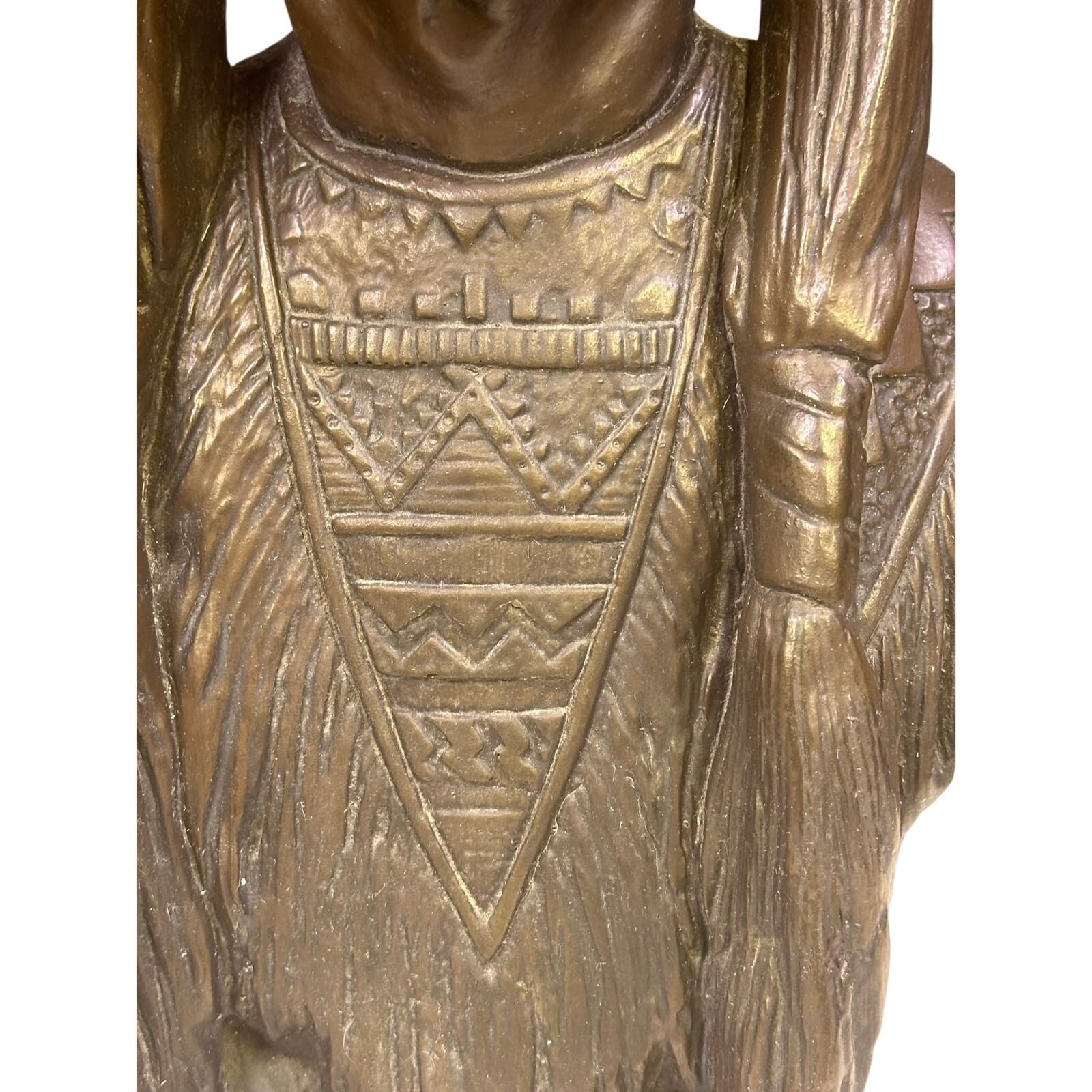 Native American Chief Large 17.5" Bust Sculpture Statue Late 20th Century - Thumbnail 6