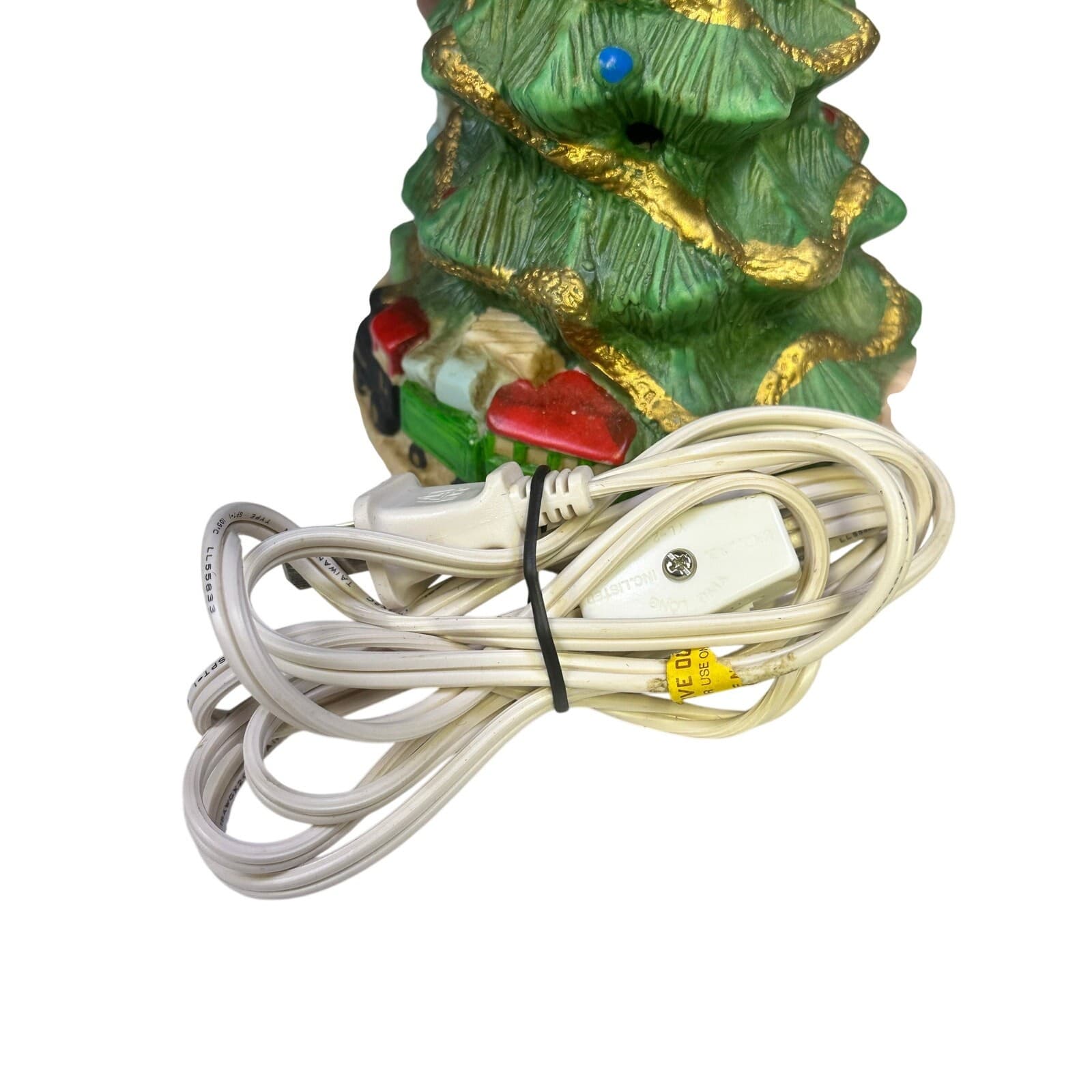 Vintage Porcelain Christmas Tree Boy Girl Teddy Bear Presents 7" Night Light - Thumbnail 8