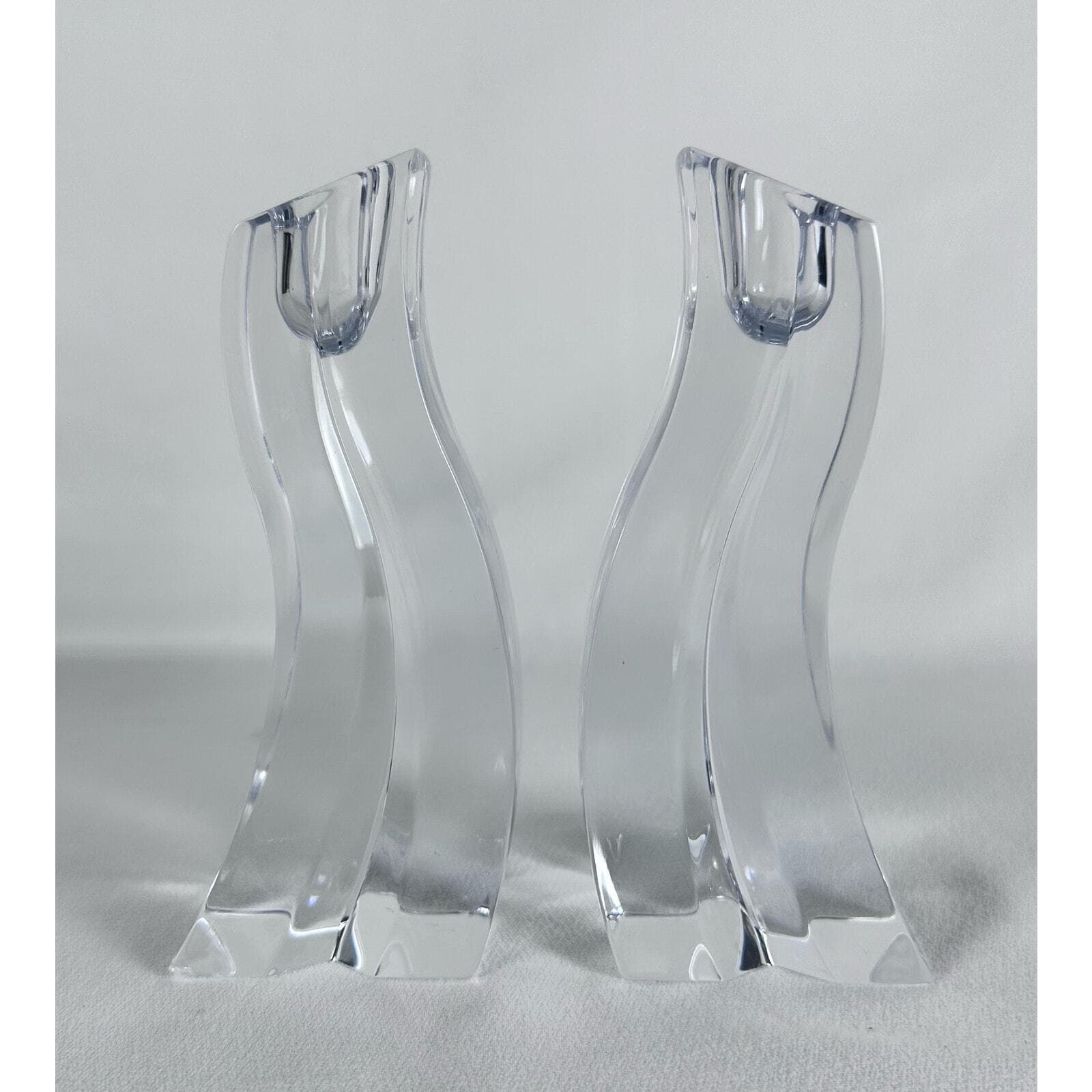 LENOX Ovations Cascade Lead Crystal Candle Holders Slovenia set/ 2 Good - Thumbnail 3