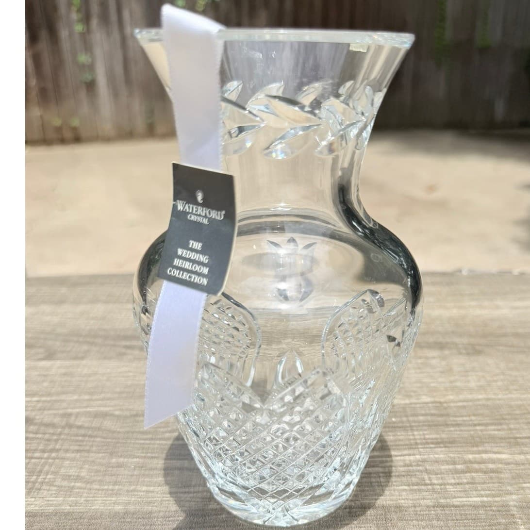 Waterford Crystal Wedding Heirloom 7" Vase #109174 Ireland Box Tag Heart Cut - Thumbnail 7