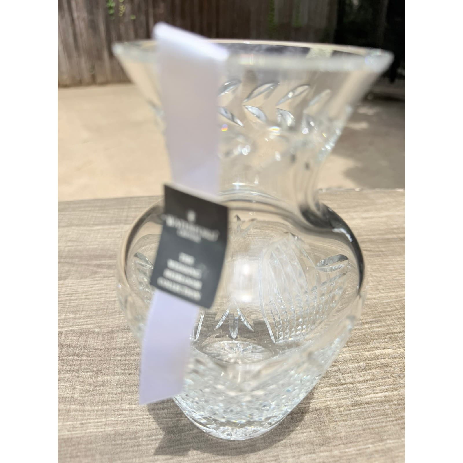 Waterford Crystal Wedding Heirloom 7" Vase #109174 Ireland Box Tag Heart Cut - Thumbnail 6
