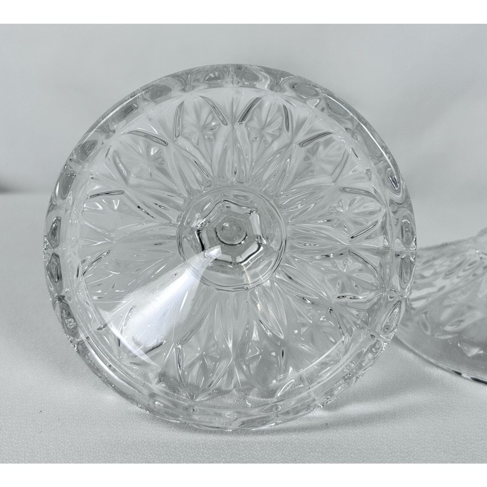Exquisite Pair Pressed Glass Candlesticks W/ Frosted Accents Vintage EX - Thumbnail 3