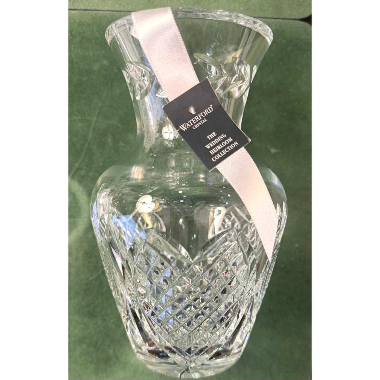 Waterford Crystal Wedding Heirloom 7" Vase #109174 Ireland Box Tag Heart Cut - Thumbnail 8