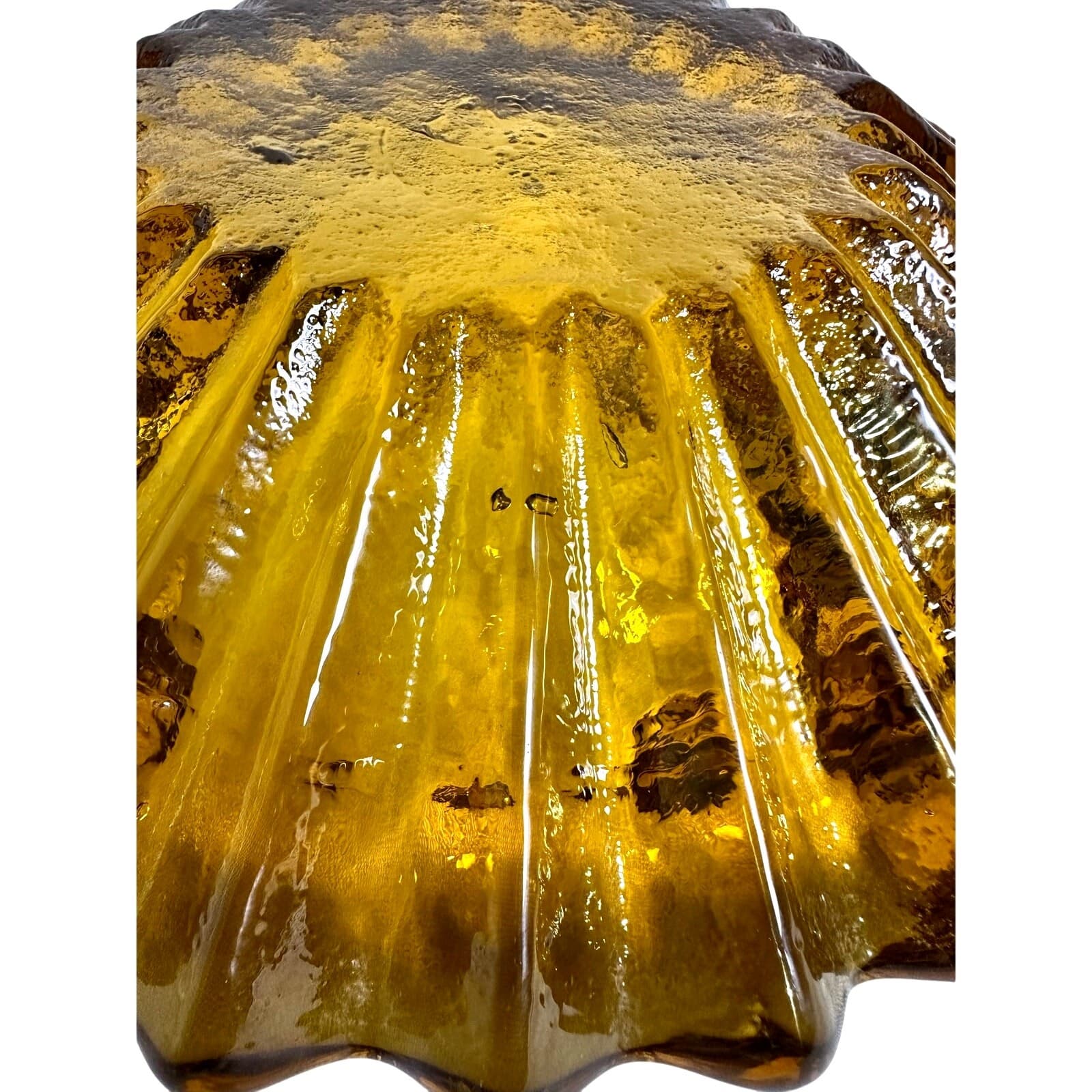 Blenko Wayne Husted Heavy Hand-Blown Amber Art Glass MCM Ashtray 6112-S - Thumbnail 3