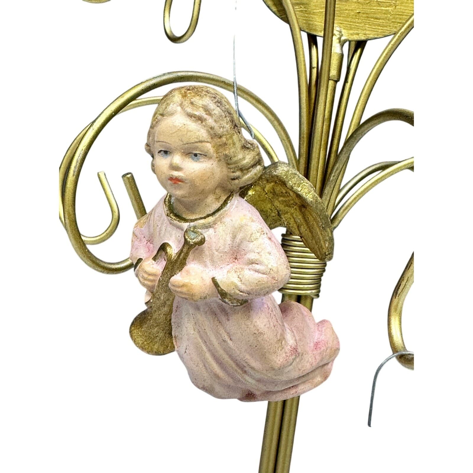 Set of 3 Vintage Hanging Angels w/ Musical Instruments Ornaments - Thumbnail 4