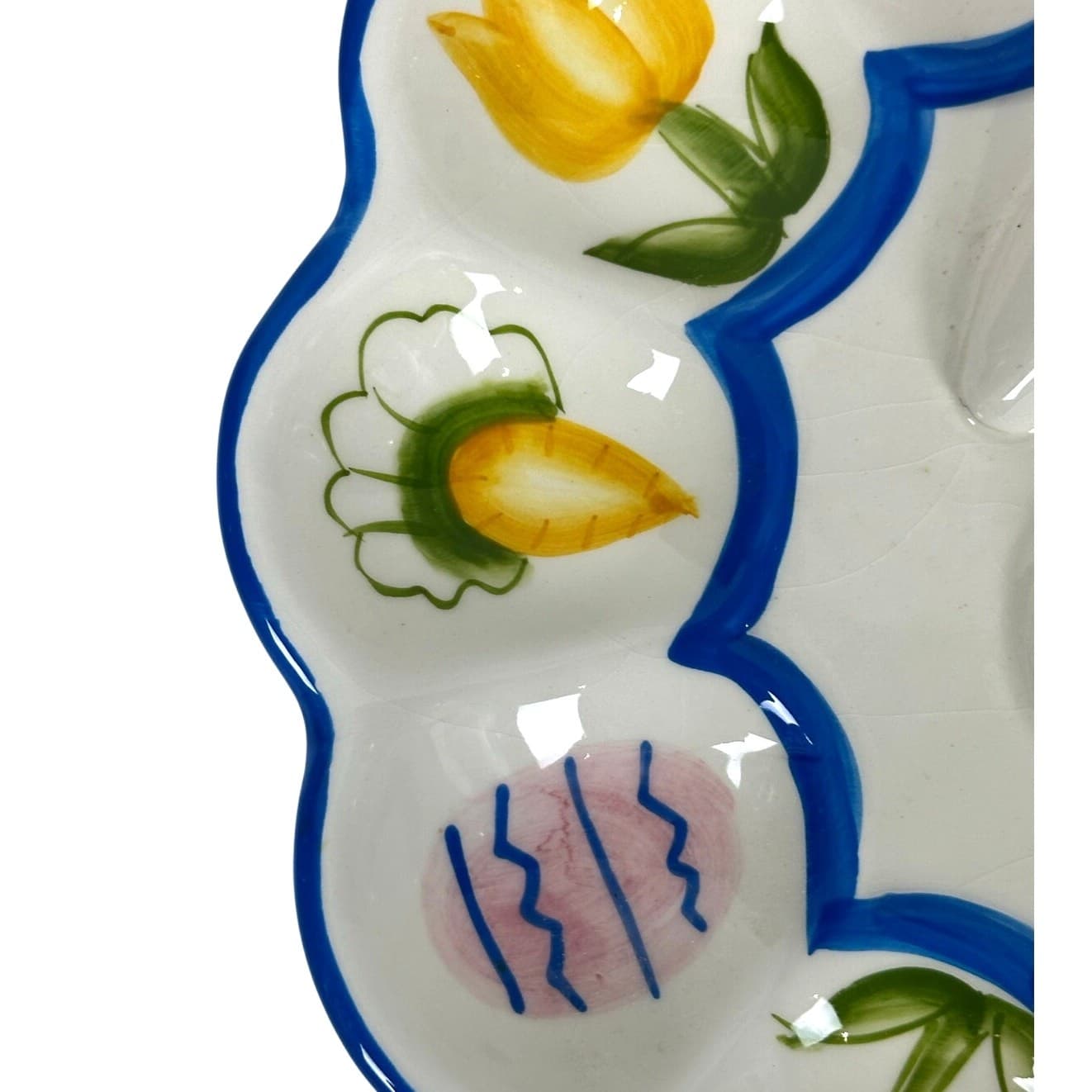 Bunny Rabbit 10" Whimsical Deviled Egg Tray Easter Eggs Carrots Tulips! - Thumbnail 3