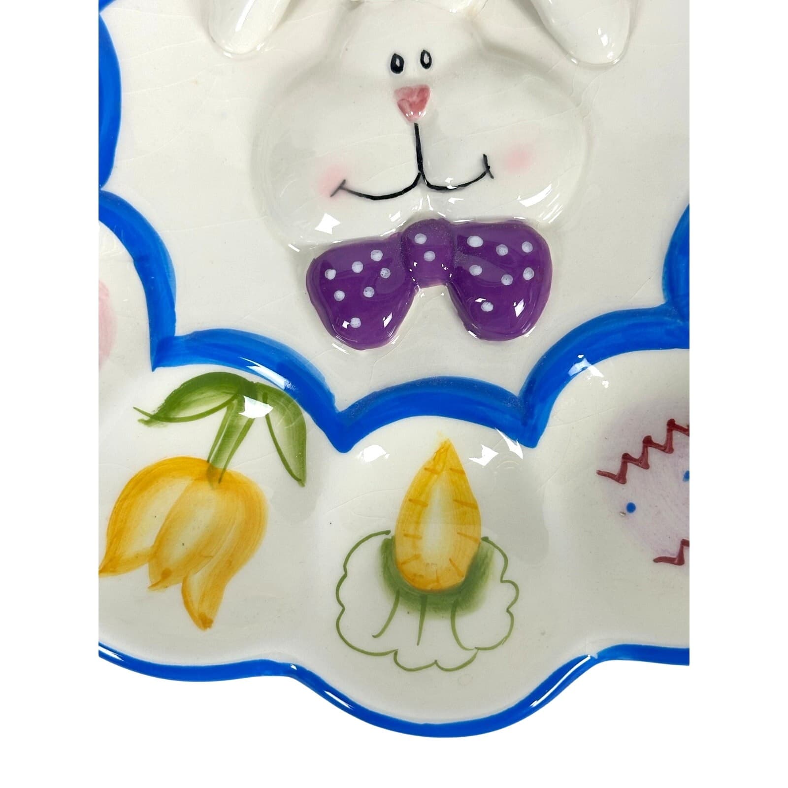 Bunny Rabbit 10" Whimsical Deviled Egg Tray Easter Eggs Carrots Tulips! - Thumbnail 6