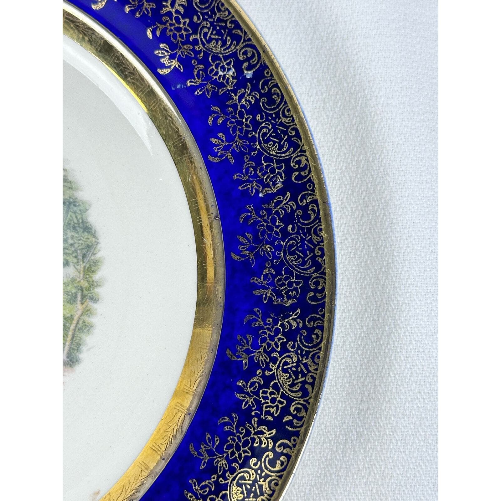 NASCO 23 Karat Gold & Navy Blue Victorian Scene Accent Plate Japan 1950s ￼ - Thumbnail 6