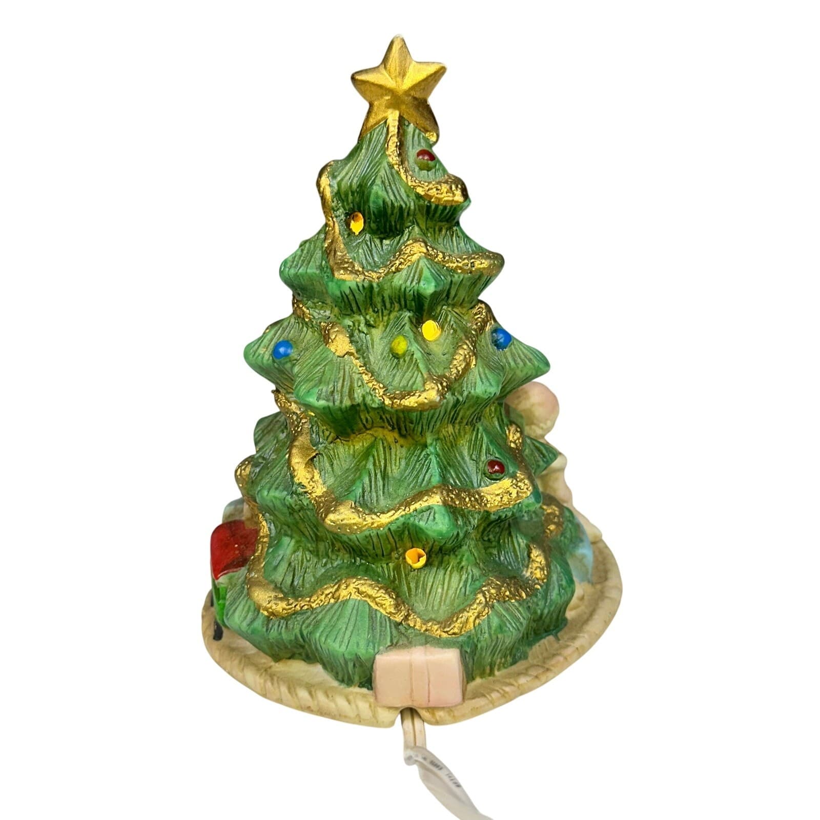 Vintage Porcelain Christmas Tree Boy Girl Teddy Bear Presents 7" Night Light - Thumbnail 4