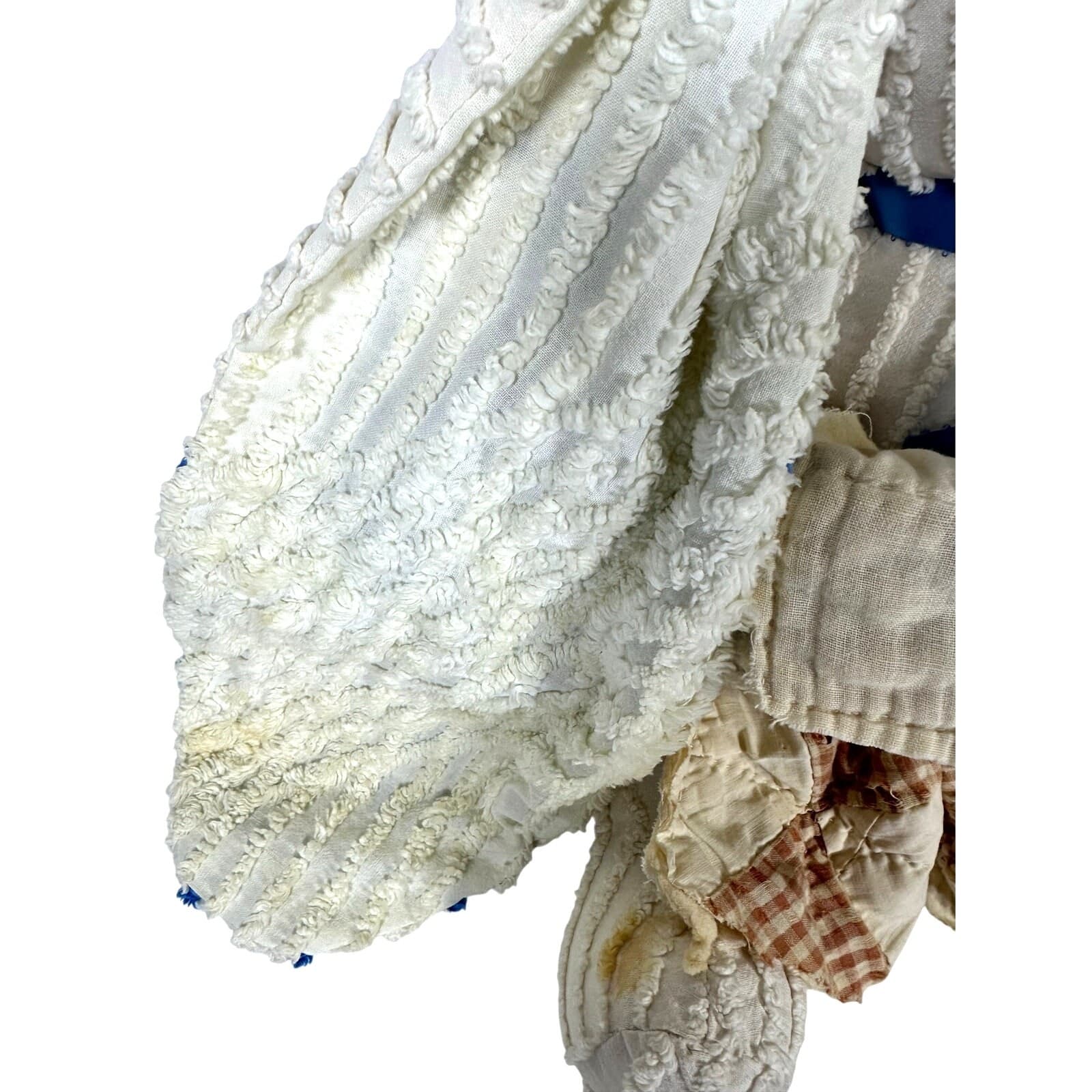 Chenille Handmade Large Eared Vintage Bunny Rabbit w/Quilted Blanket-READ - Thumbnail 7