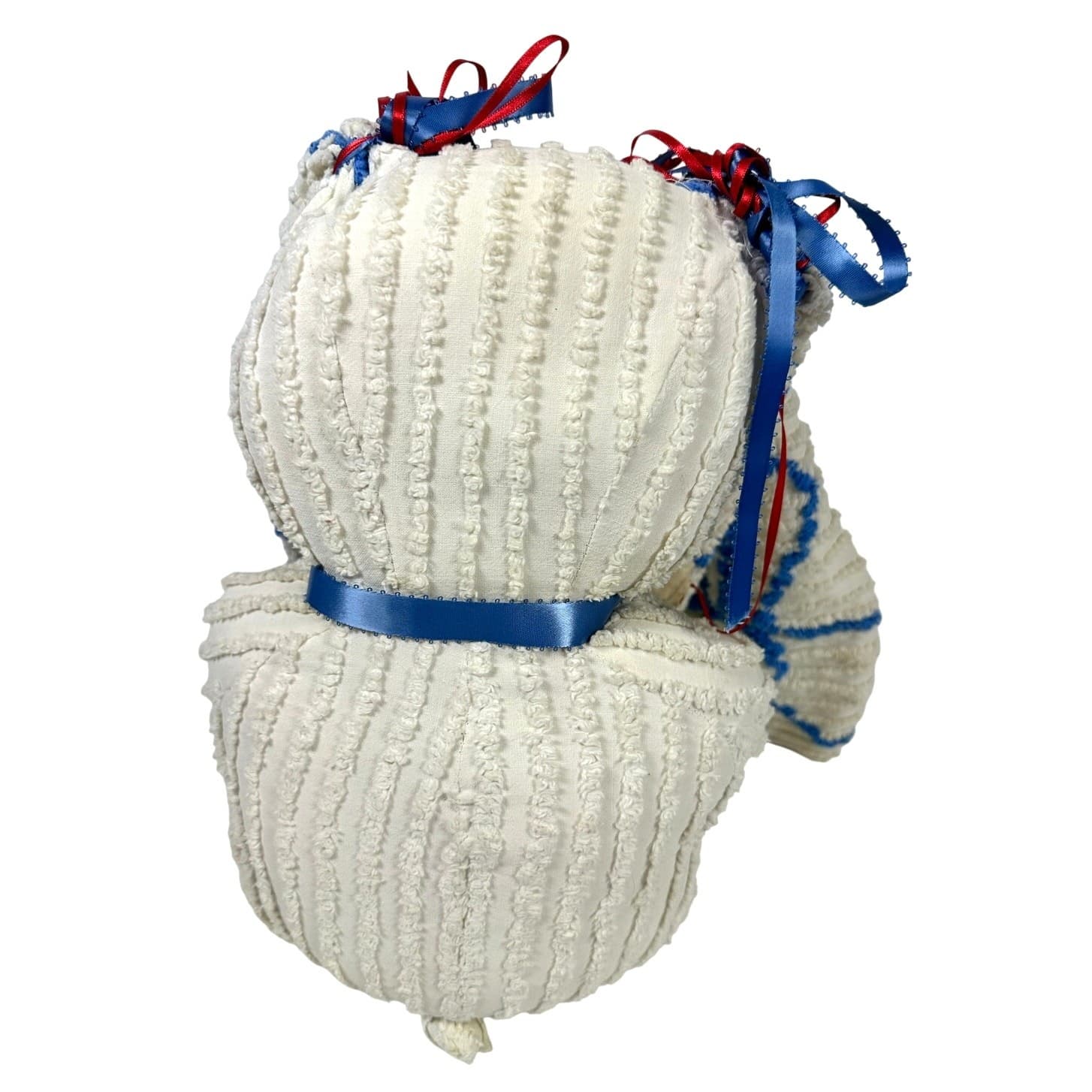 Chenille Handmade Large Eared Vintage Bunny Rabbit w/Quilted Blanket-READ - Thumbnail 3