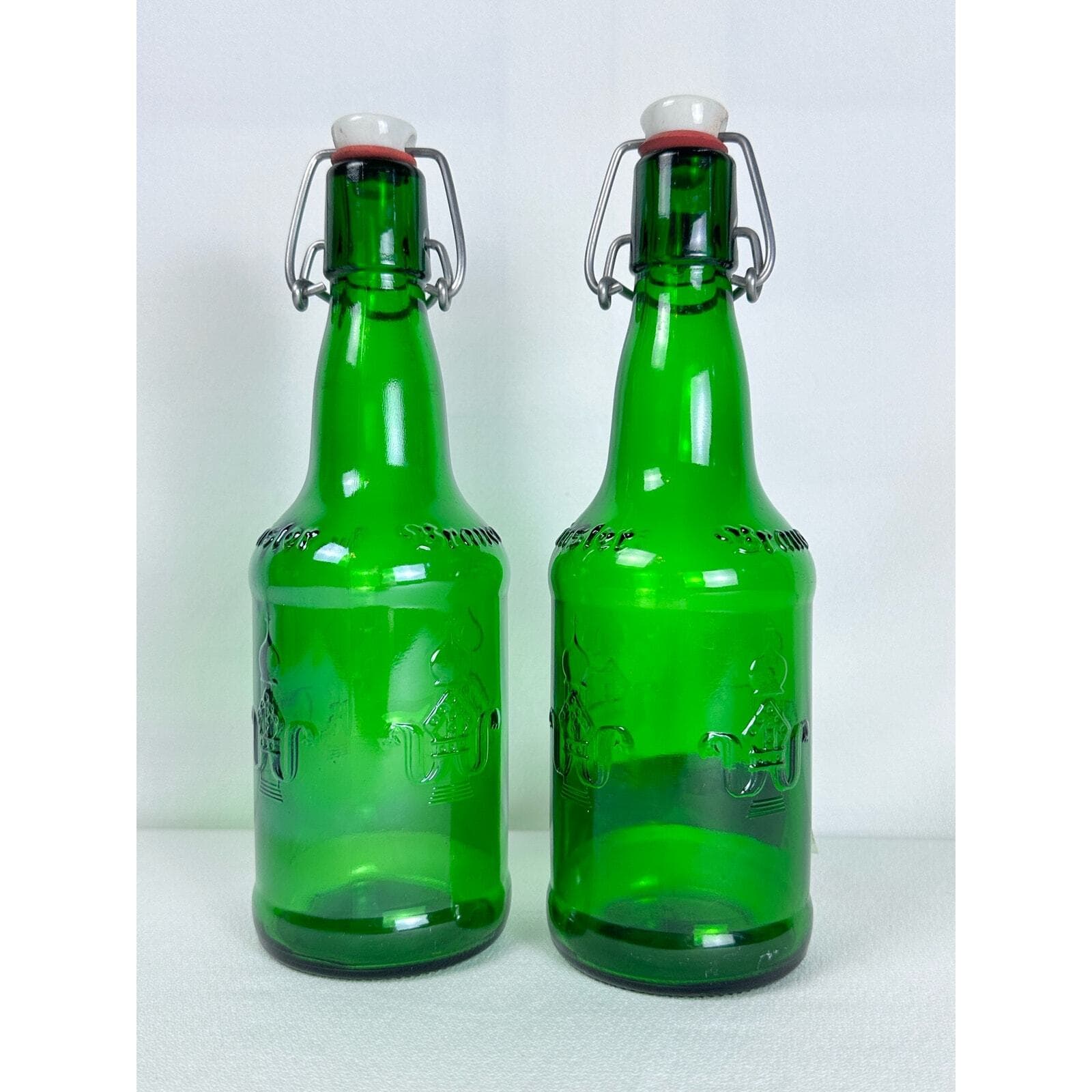 ALTENMUNSTER Pair Pint Green Ceramic Cap Beer Bottles Germany Good - Thumbnail 4