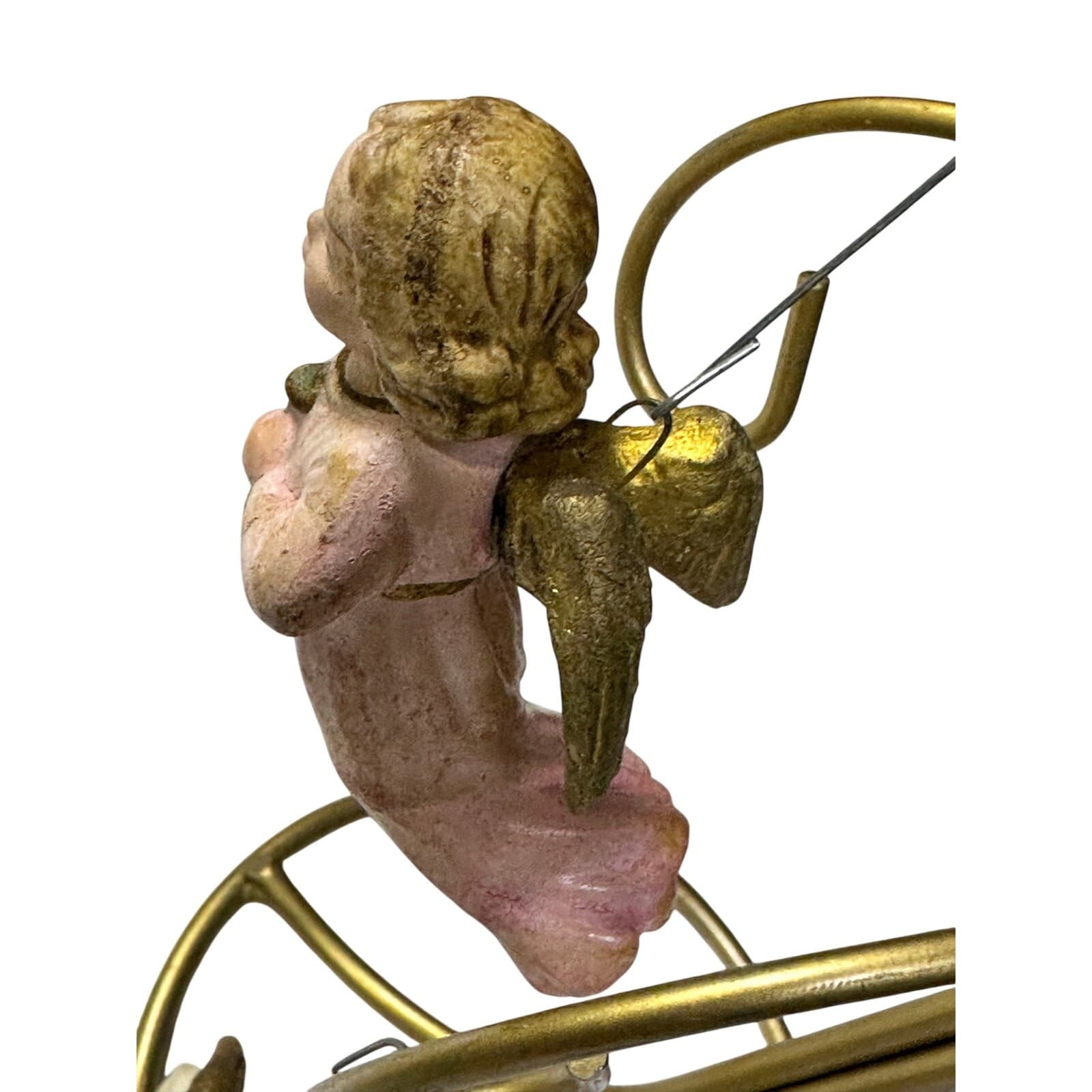 Set of 3 Vintage Hanging Angels w/ Musical Instruments Ornaments - Thumbnail 8