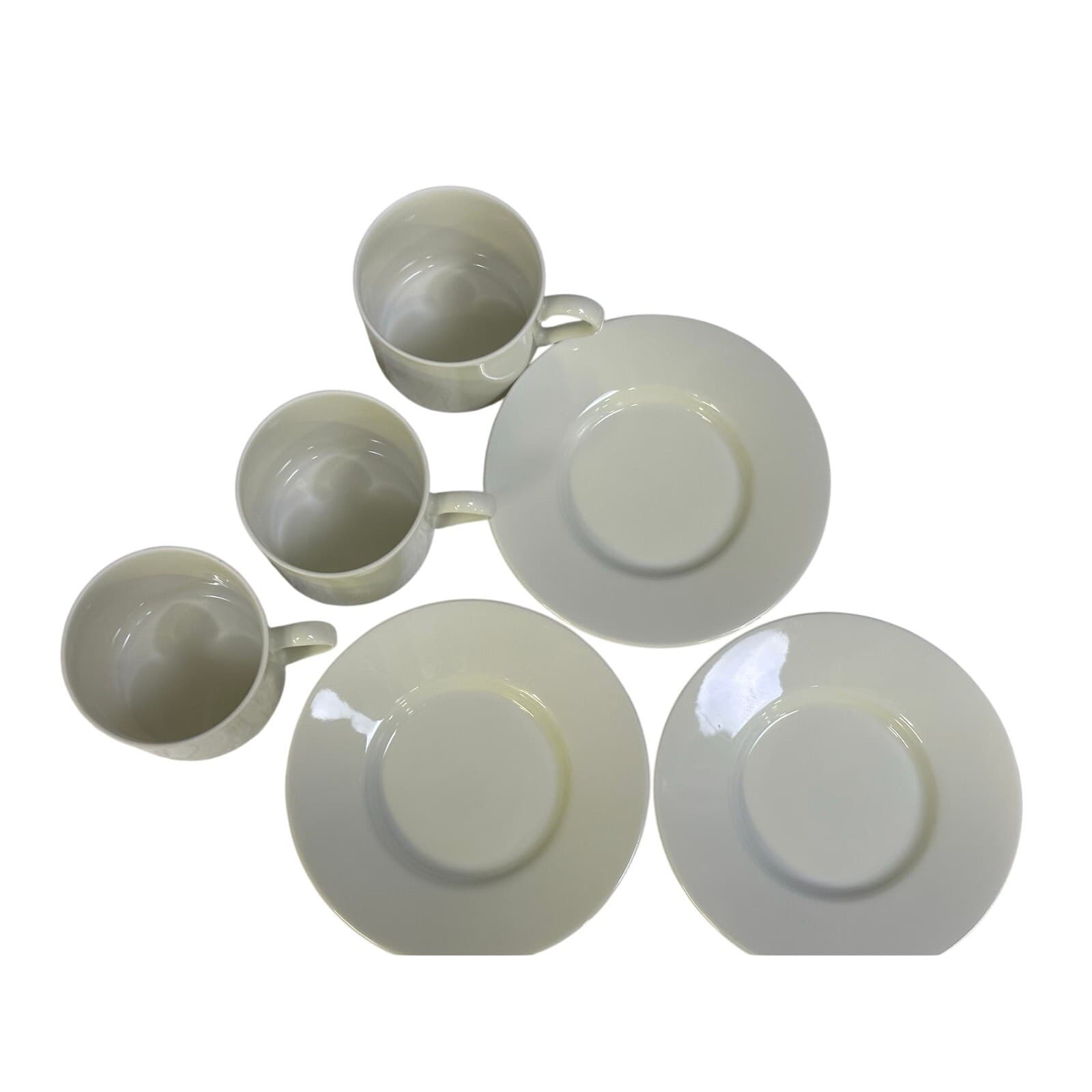 White Demitasse Espresso Cup and Saucer Sets-Three Sets - Thumbnail 4