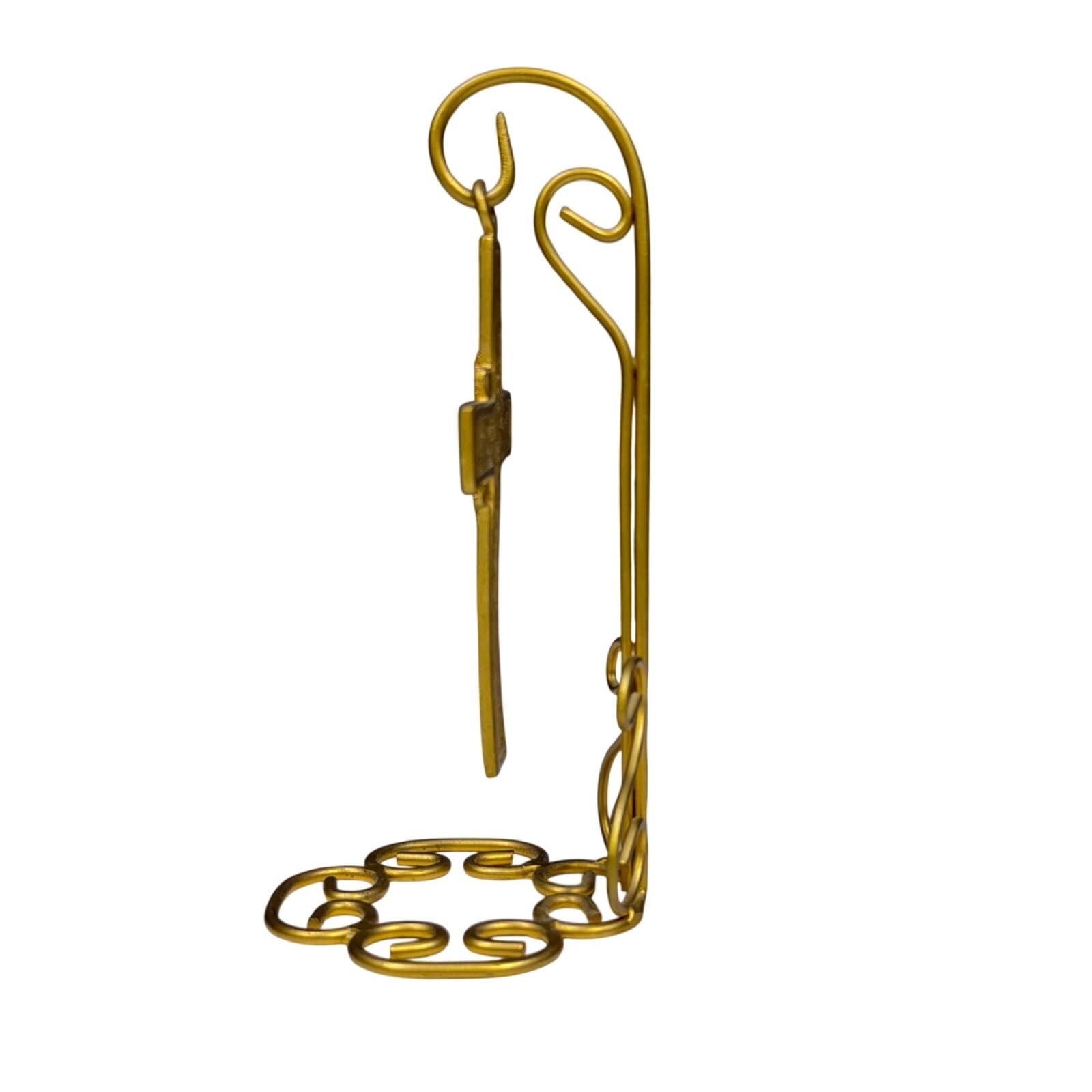 Red Enamel & Gold Ornamental Hanging Cross on Gold Metal Stand - Thumbnail 2