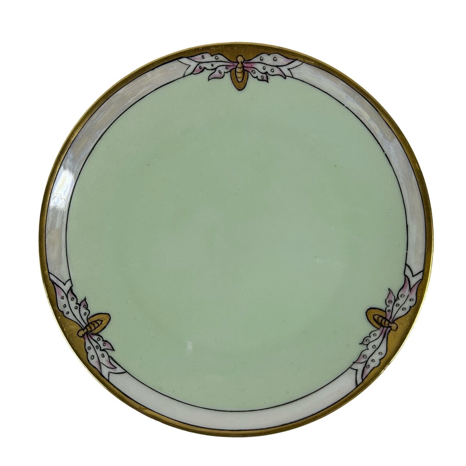 Art Nouveau Thomas Bavaria 4 Piece Luncheon Set Light Apple Green & Butterfly - Thumbnail 5