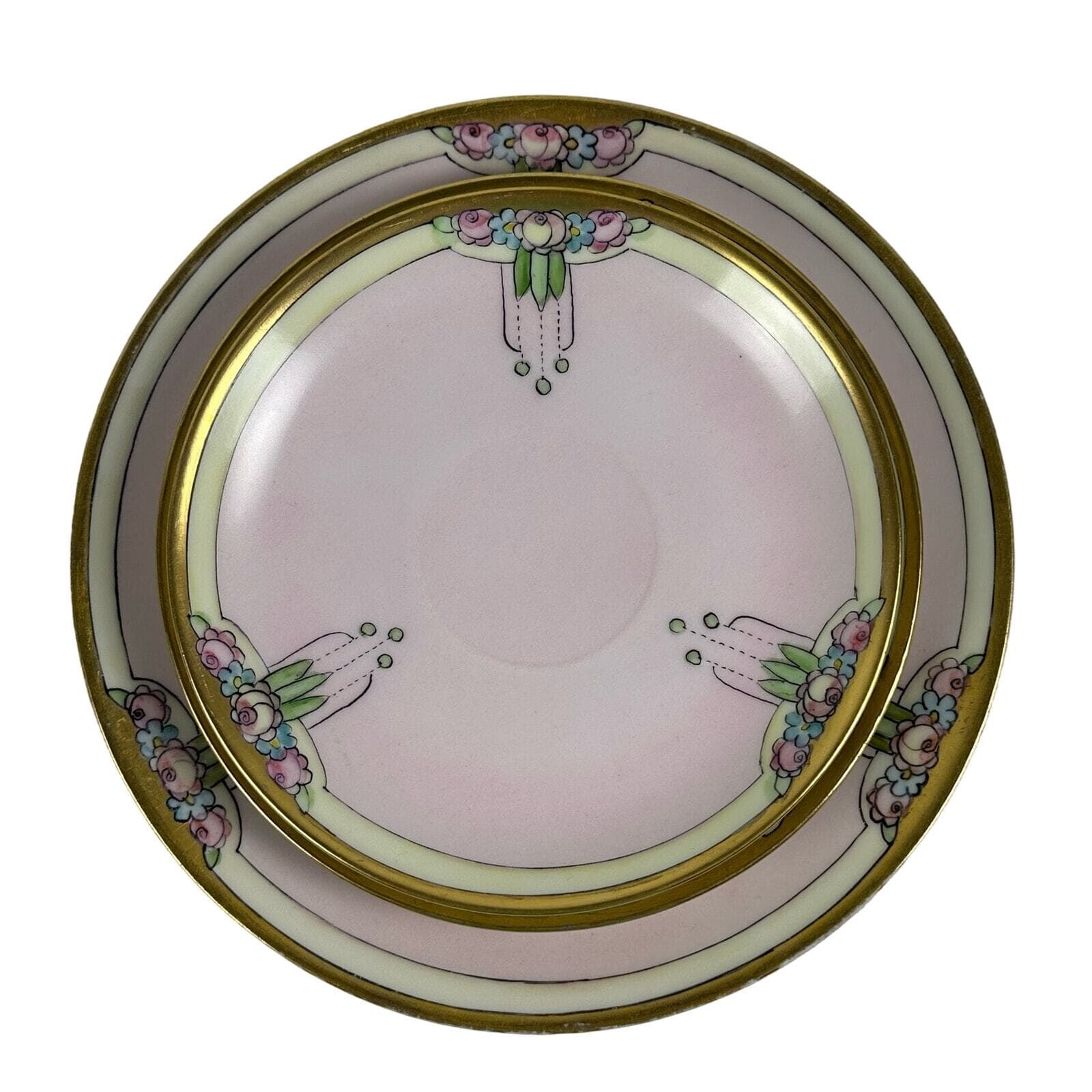 Art Nouveau Thomas Bavaria 4 Piece Luncheon Set Light Pink w/ Roses & Gold Trim - Thumbnail 4