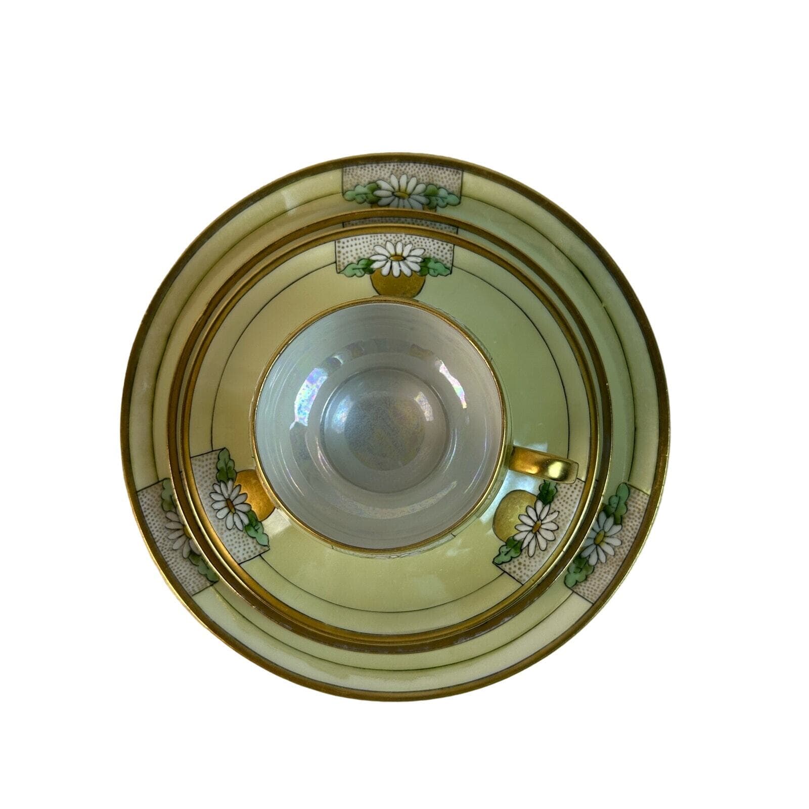 Art Nouveau 4 Piece Thomas Bavaria Luncheon Set Light Yellow & Daisy design VTG - Thumbnail 3