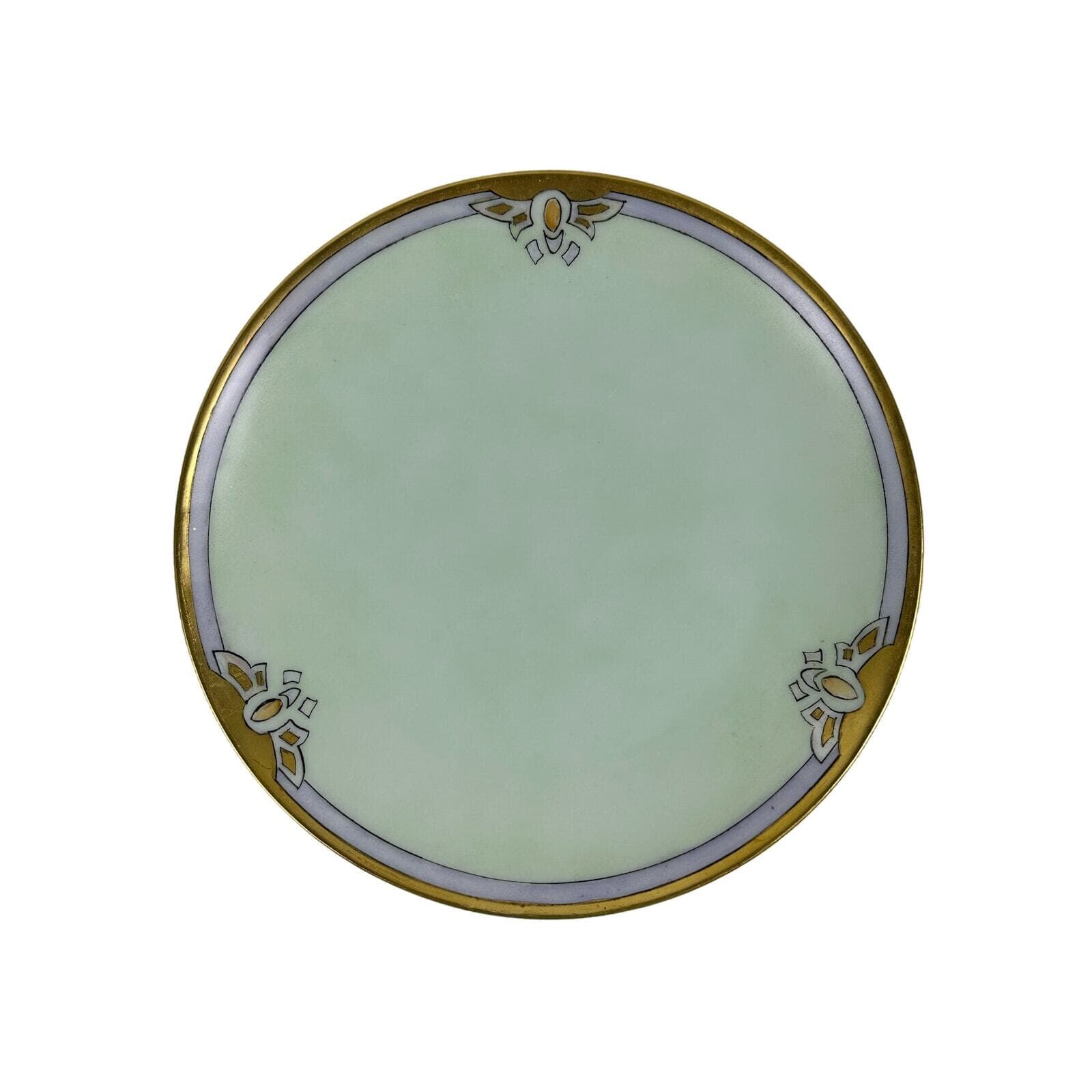 Art Nouveau Thomas Bavaria 4 Piece Luncheon Set Light Green w/Purple & Gold Rim - Thumbnail 6