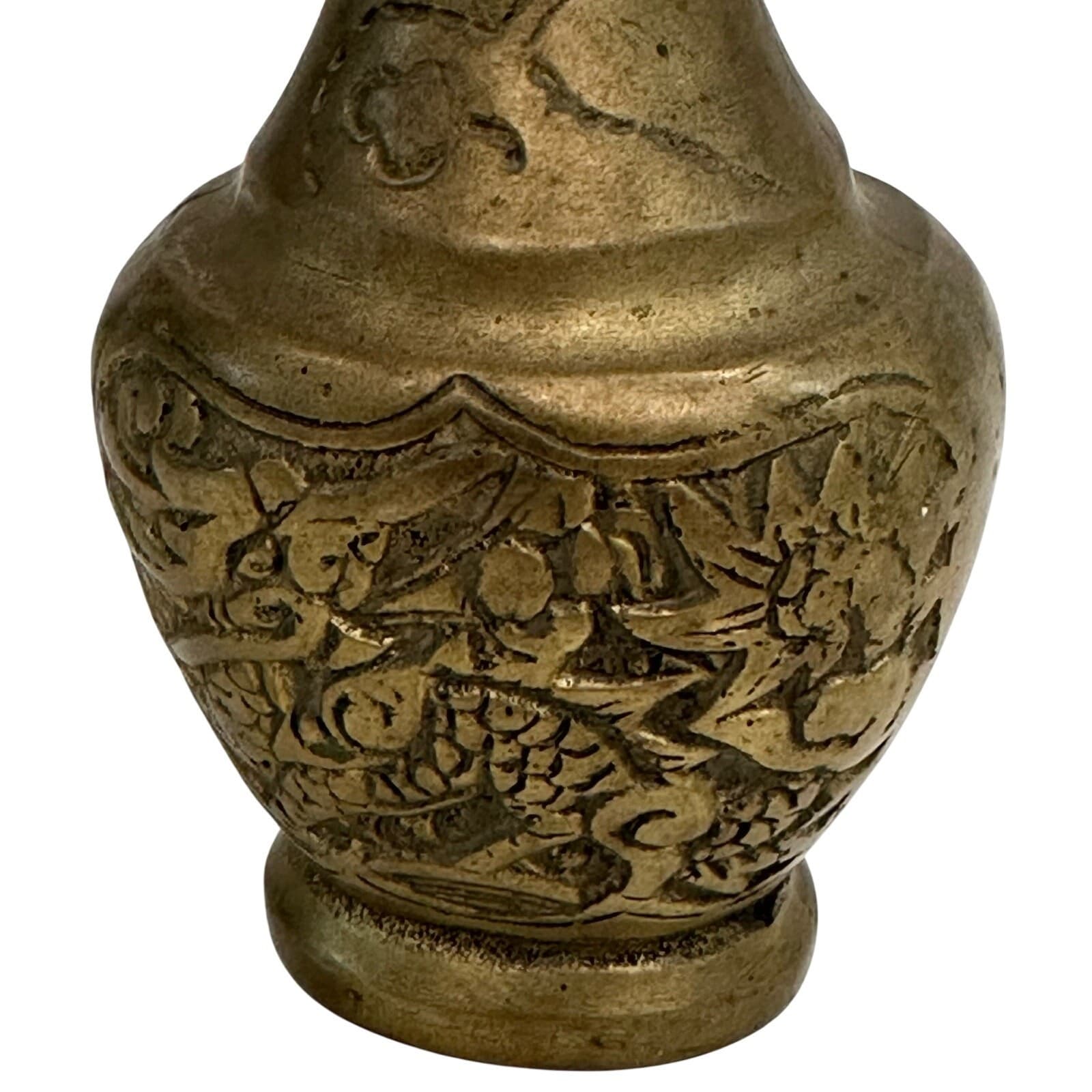 Solid Brass Dragon Motif Bud Vase Vintage 6-1/2 " Tall - Thumbnail 6