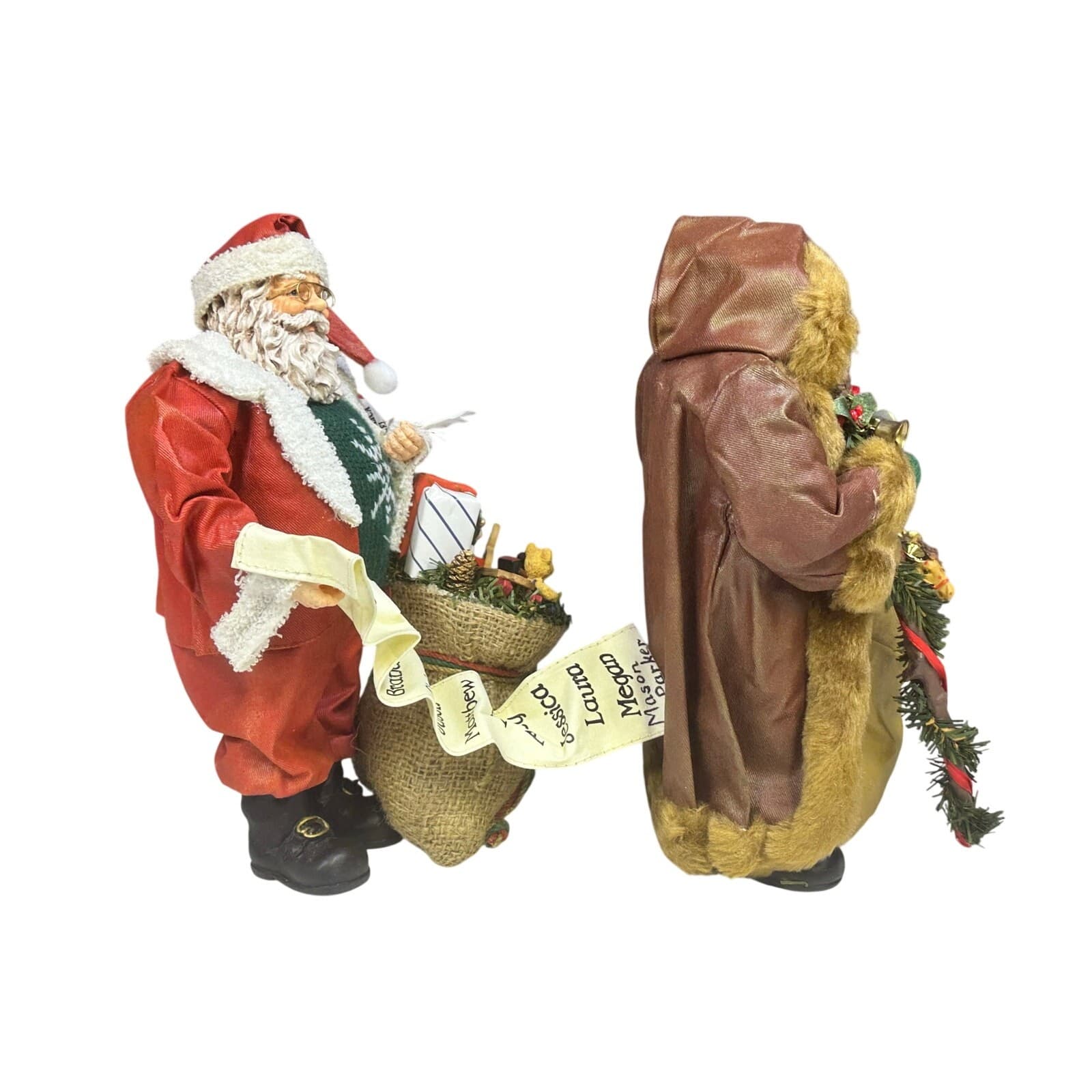 Grandeur Noel Collectible Hand Painted Fabric Mache 11" Santa Figurine-Set of 2 - Thumbnail 3
