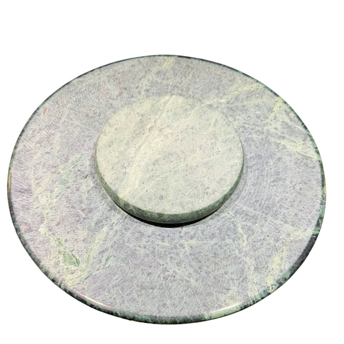 Vintage Green Marble Lazy Susan 12" Round Rotating Serving Tray Heavy Stone - Thumbnail 5