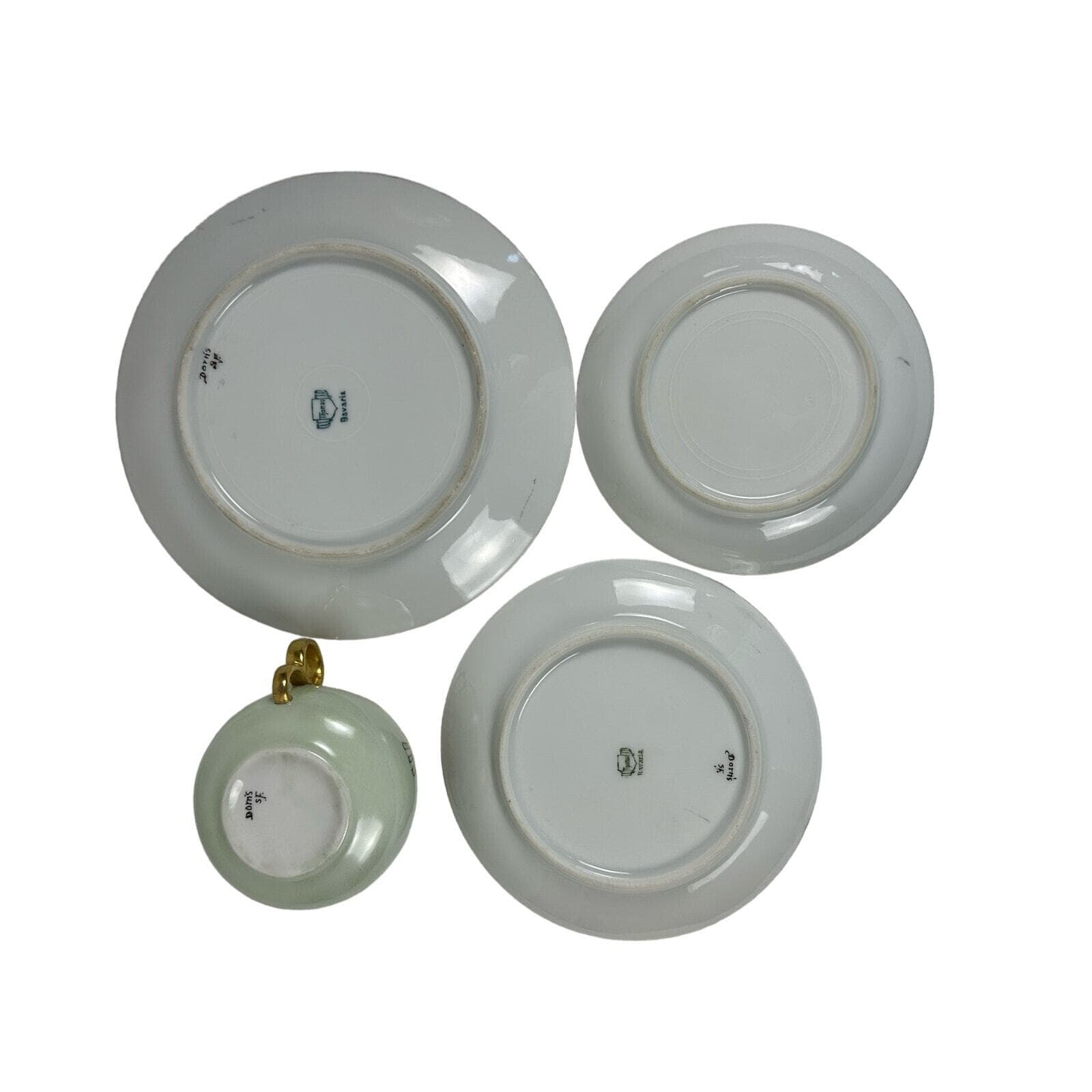 Art Neuveau Thomas Bavaria 4 Piece Luncheon Set Mint Green & Pink Floral Repair - Thumbnail 9