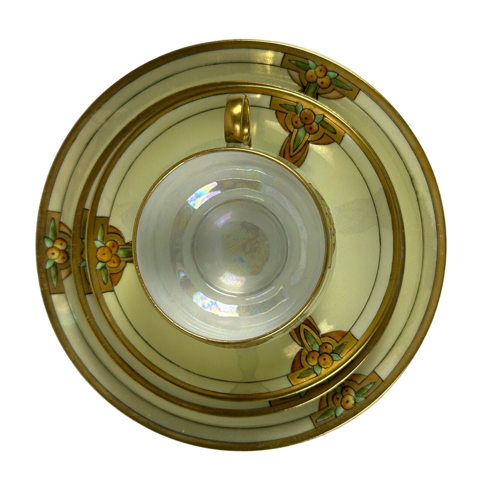 Art Nevo Thomas Bavaria 4 piece Luncheon in Light Sun Yellow & oranges Gold Rim - Thumbnail 3