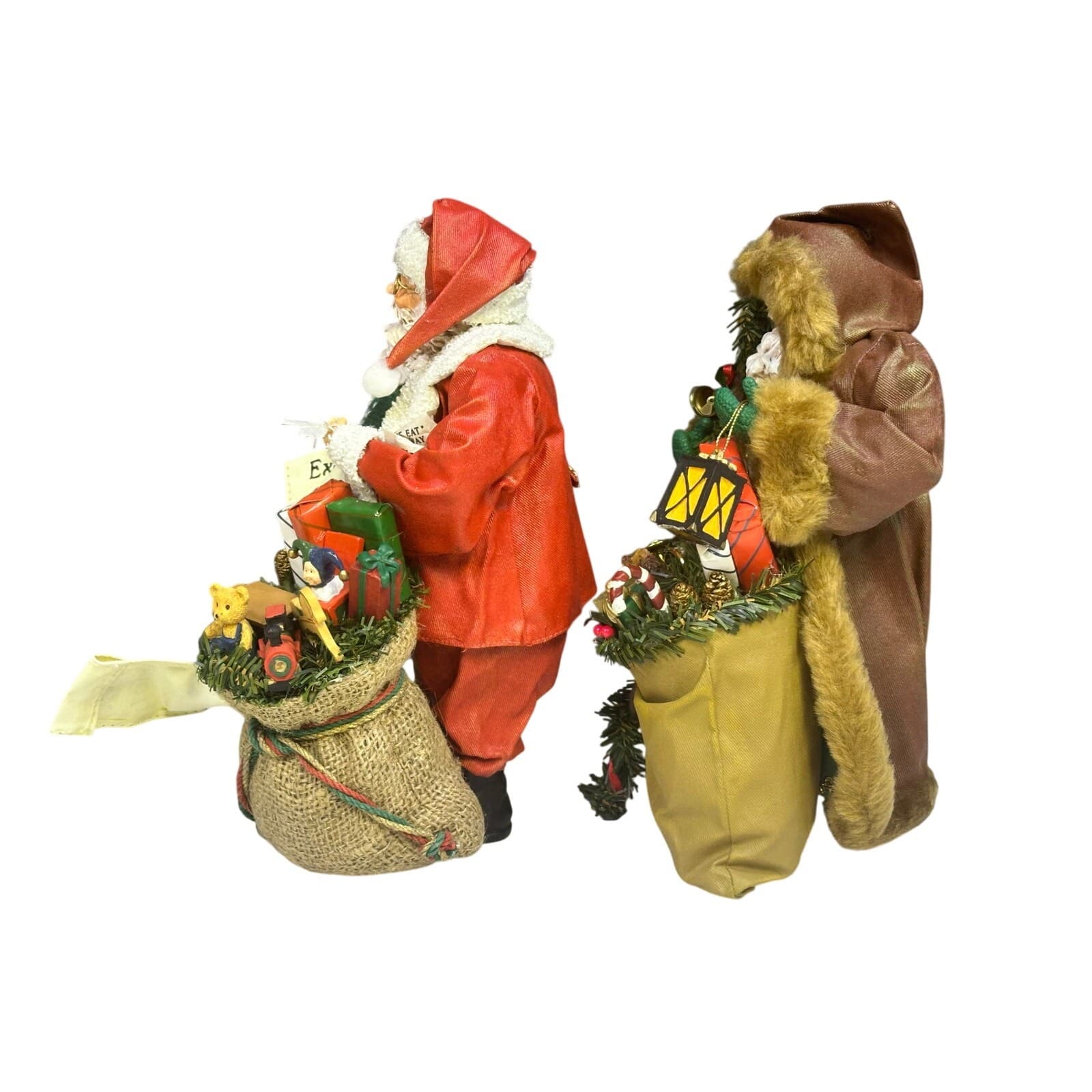 Grandeur Noel Collectible Hand Painted Fabric Mache 11" Santa Figurine-Set of 2 - Thumbnail 5