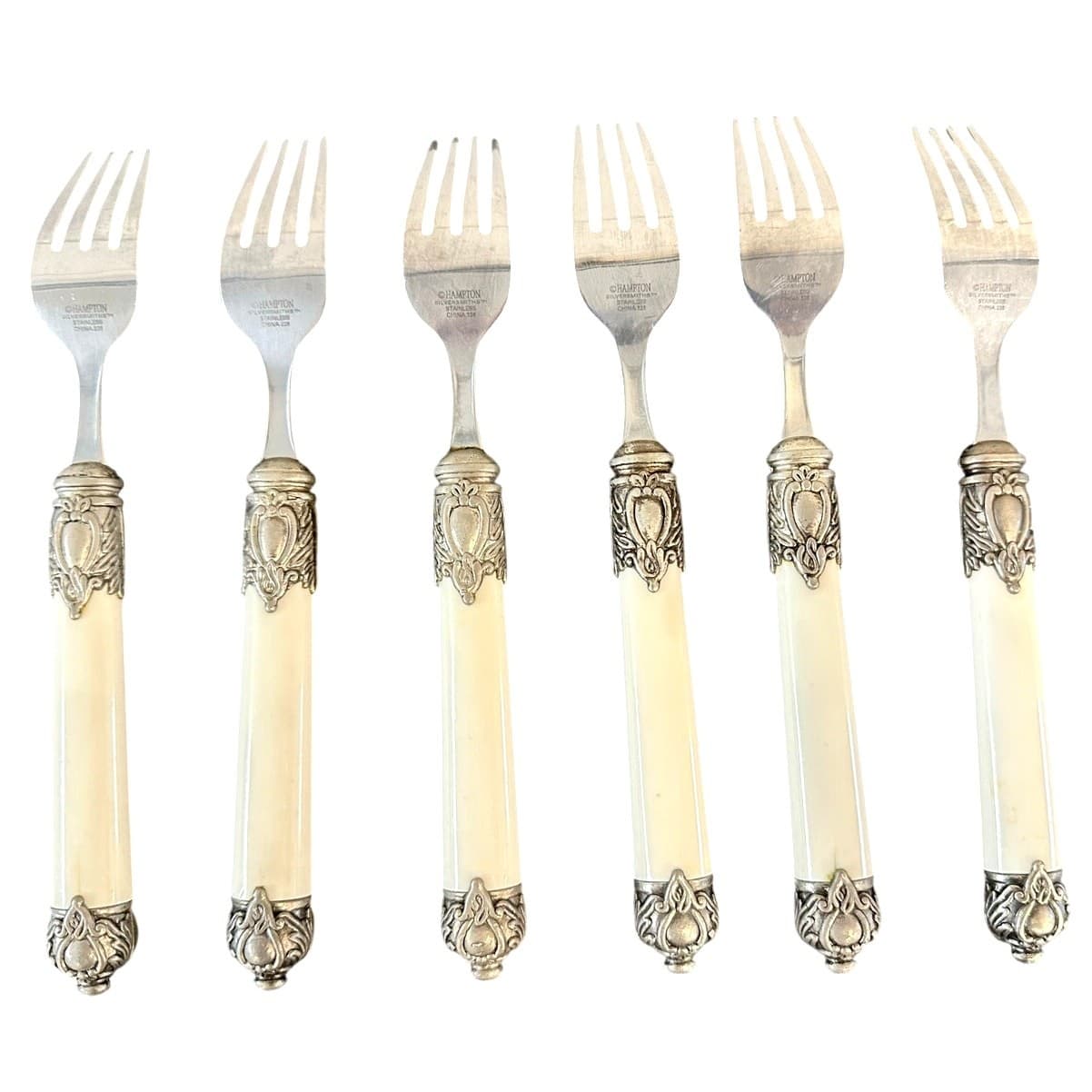 Hampton Silversmiths 'San Remo' Flatware Stainless Ivory Salad Forks-Set of 6 - Thumbnail 4