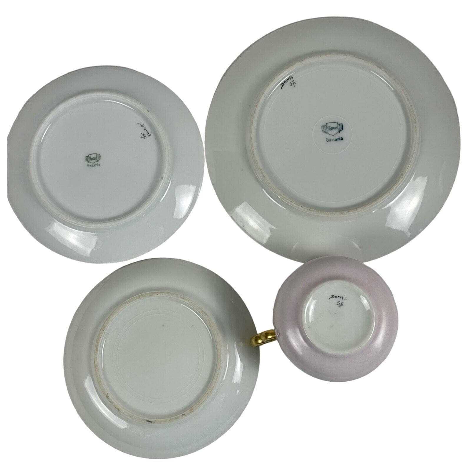 Art Nouveau Thomas Bavaria 4 Piece Luncheon Set Light Pink w/ Roses & Gold Trim - Thumbnail 8