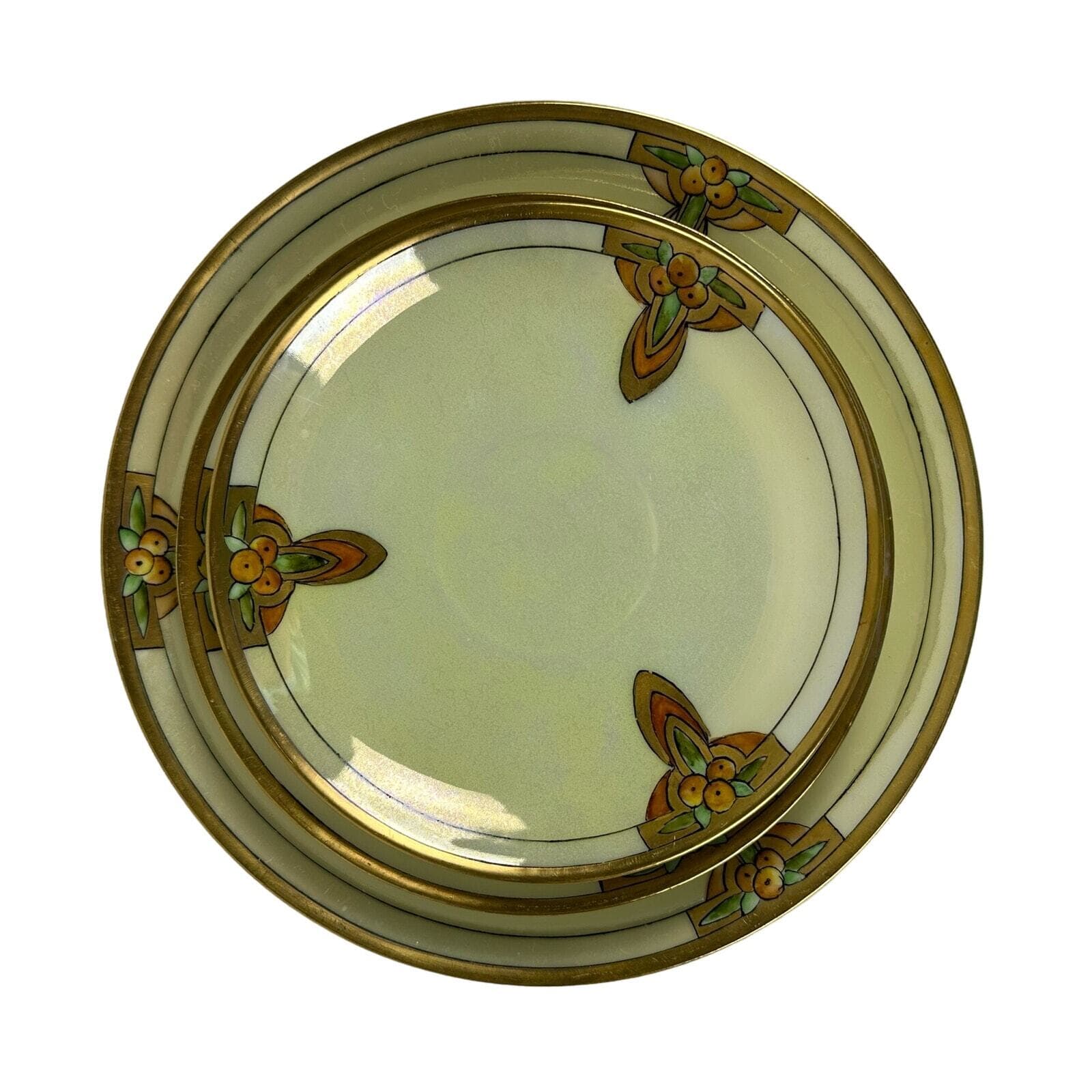 Art Nevo Thomas Bavaria 4 piece Luncheon in Light Sun Yellow & oranges Gold Rim - Thumbnail 4