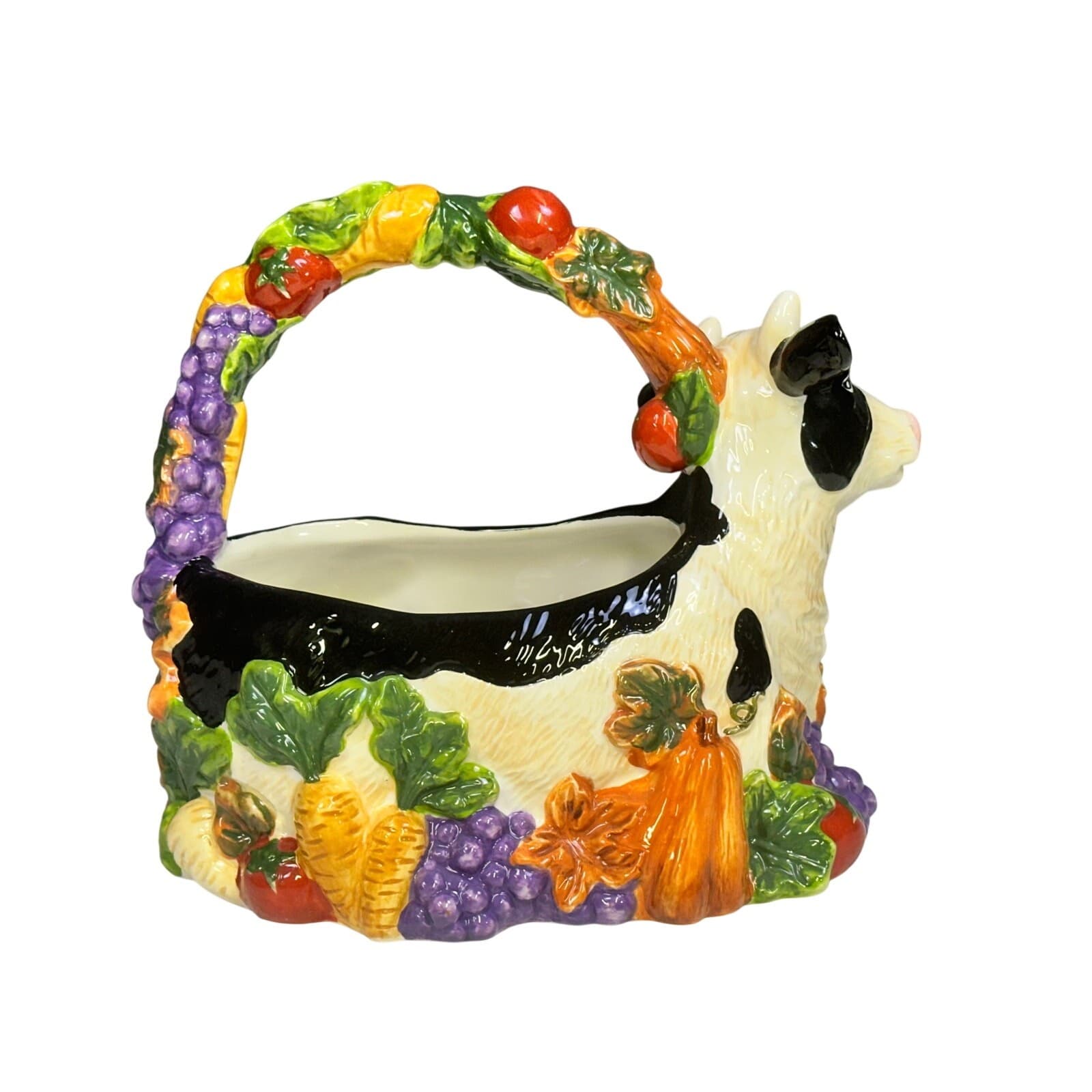 Signature Home Collection Porcelain 'Cow Basket' - Thumbnail 3