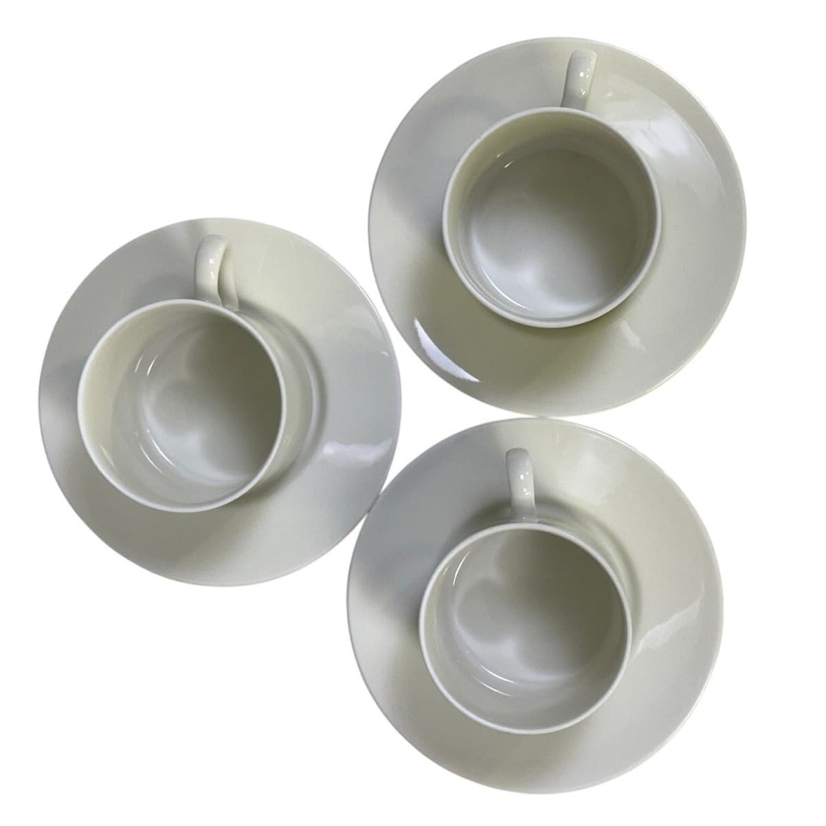 White Demitasse Espresso Cup and Saucer Sets-Three Sets - Thumbnail 3