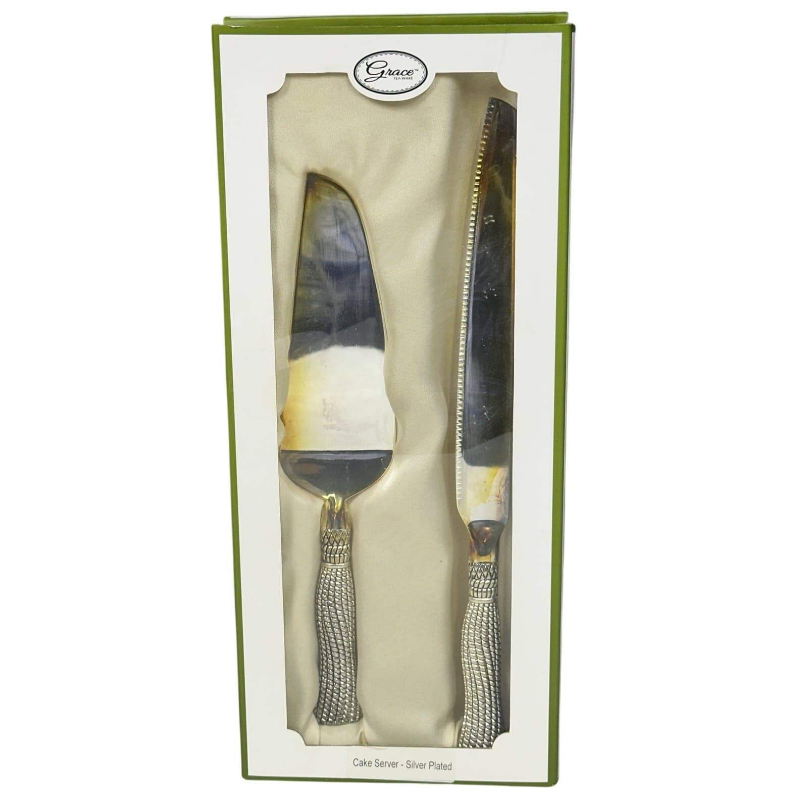 Grace Tea Ware Silverplate Elegant Beaded Handle Cake Knife and Server