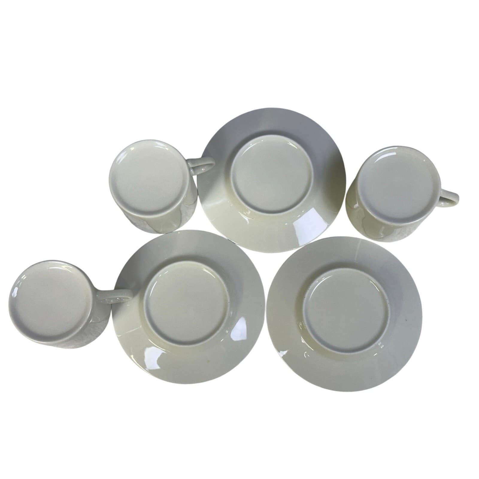 White Demitasse Espresso Cup and Saucer Sets-Three Sets - Thumbnail 5