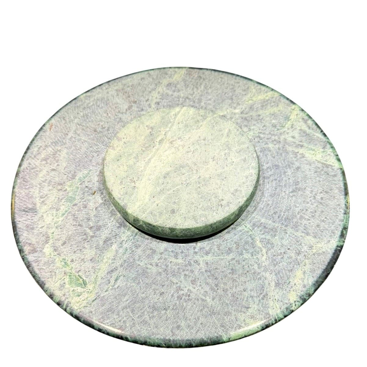 Vintage Green Marble Lazy Susan 12" Round Rotating Serving Tray Heavy Stone - Thumbnail 3