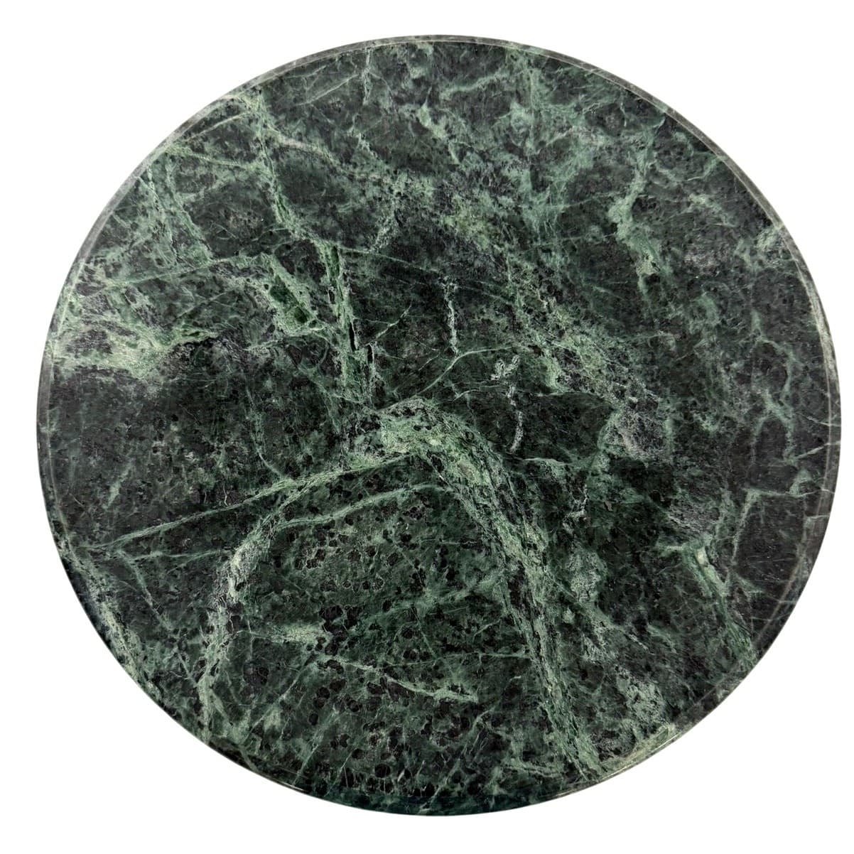 Vintage Green Marble Lazy Susan 12" Round Rotating Serving Tray Heavy Stone
