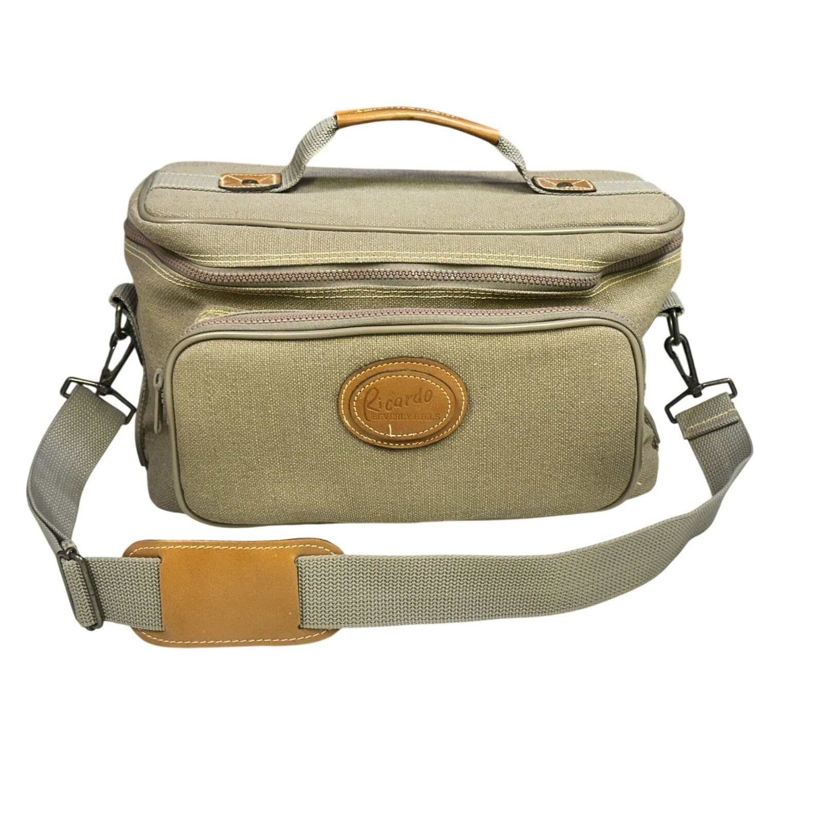 Ricardo Beverly Hills 13" Cosmetic/Carryon Canvas/Leather Bag Shoulder Strap