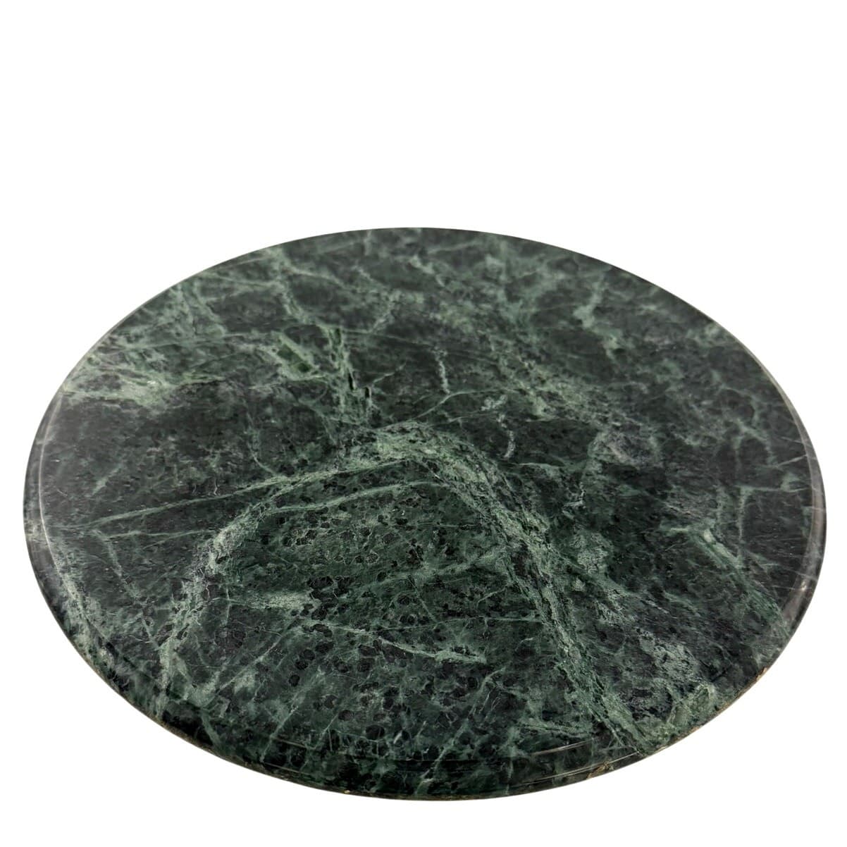Vintage Green Marble Lazy Susan 12" Round Rotating Serving Tray Heavy Stone - Thumbnail 2