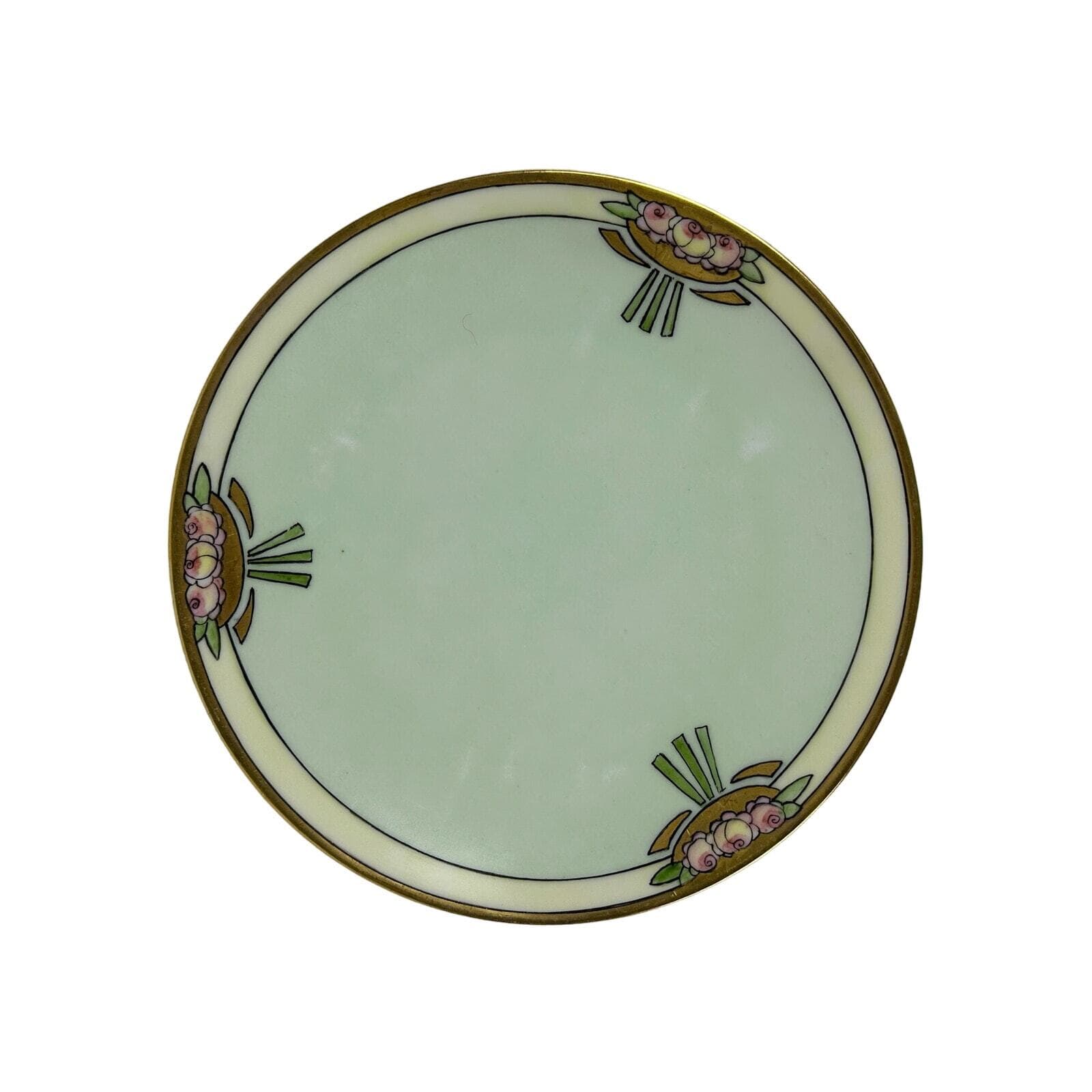 Art Neuveau Thomas Bavaria 4 Piece Luncheon Set Mint Green & Pink Floral Repair - Thumbnail 6